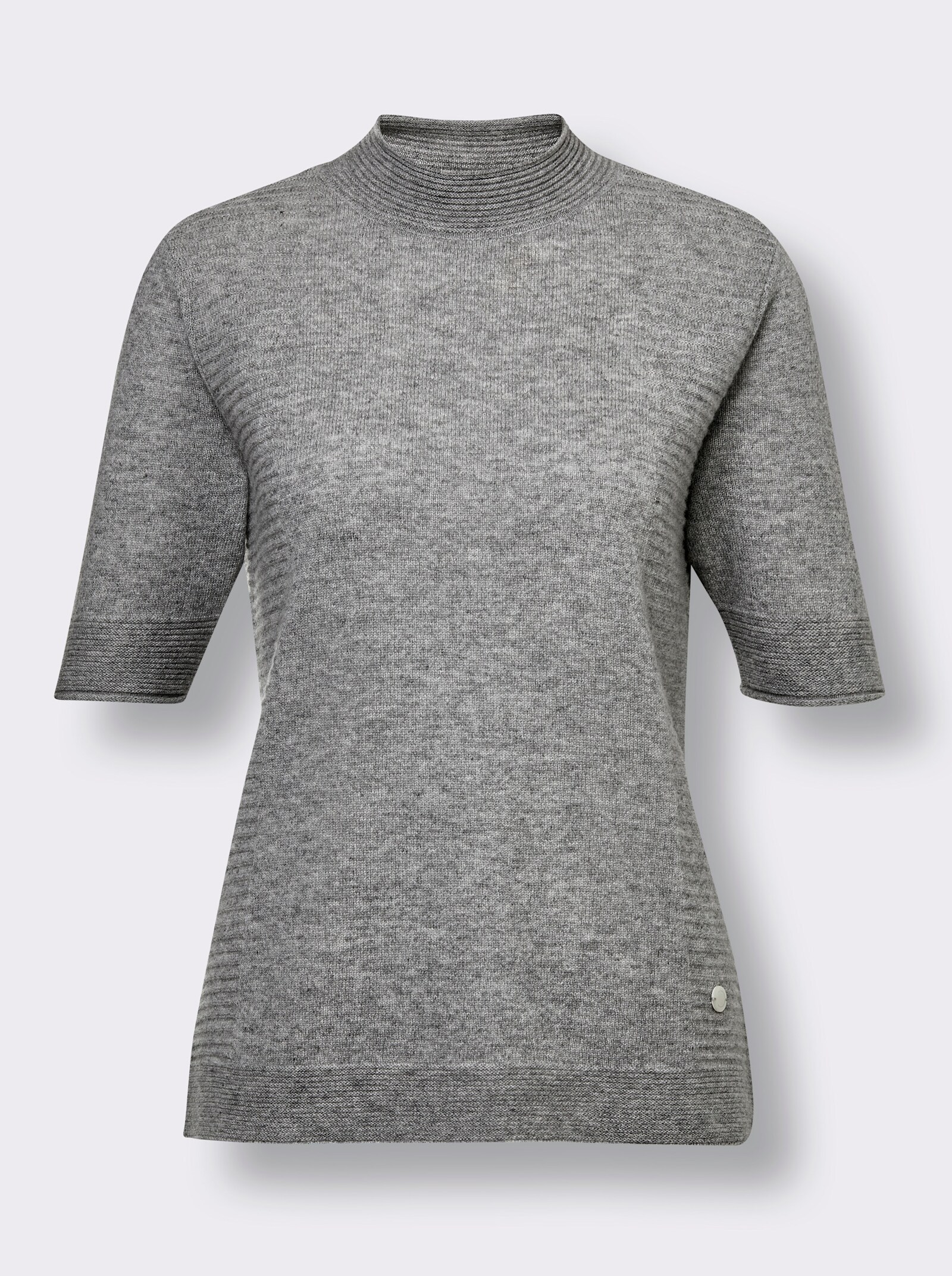 CREATION L PREMIUM Kaschmirpullover mit Stehkragen - grau