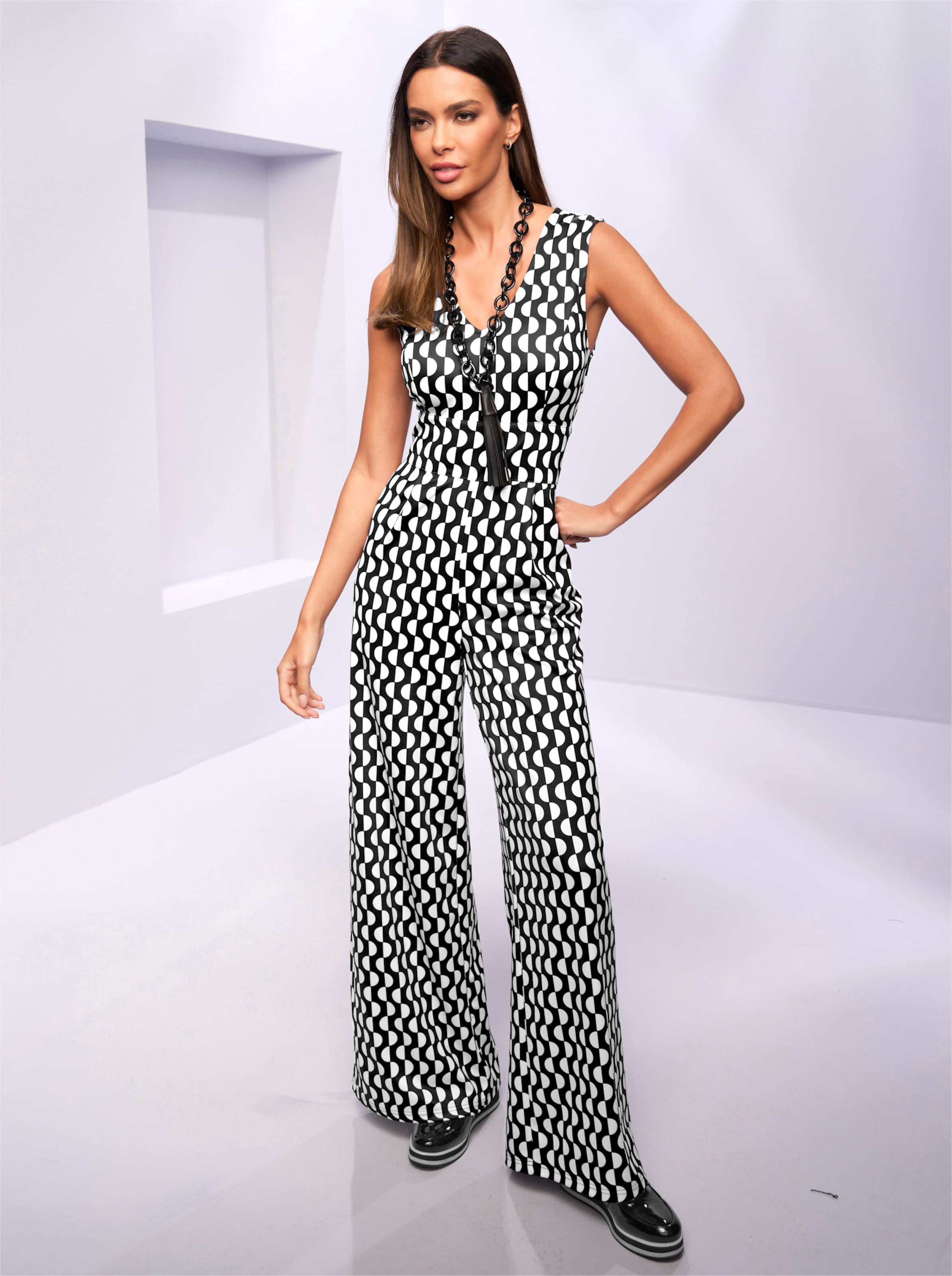 heine Jumpsuit in schwarz ecru bedruckt heine