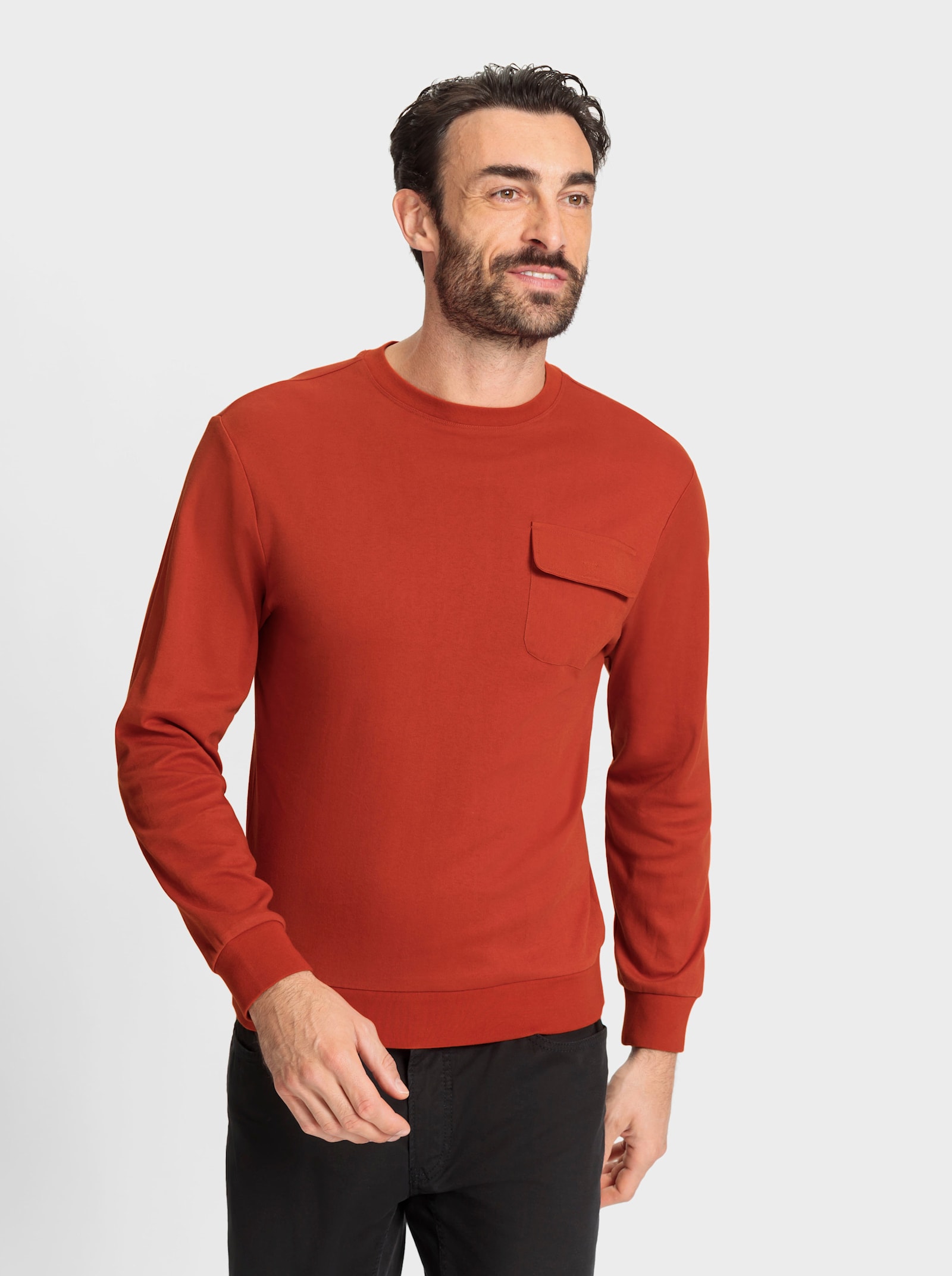 Catamaran Langarmshirt Brusttasche mit Klettverschluss - rostrot