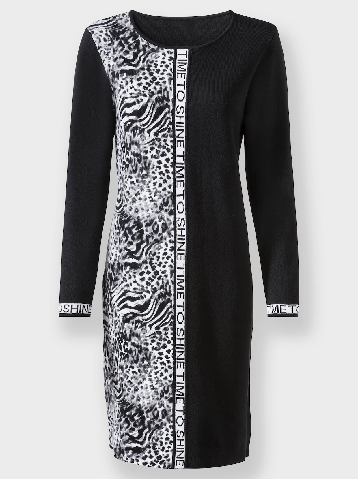 heine Tricot jurk - zwart/wit gedessineerd