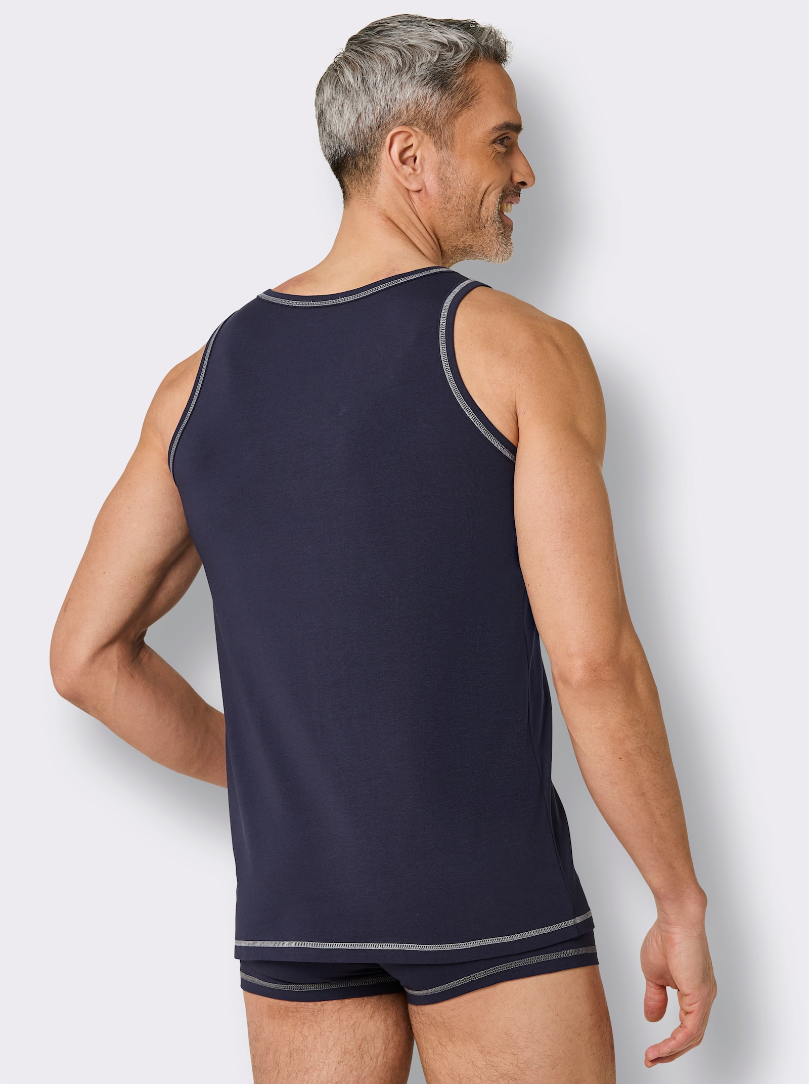 wäschepur men Unterhemd - marine + anthrazit-meliert