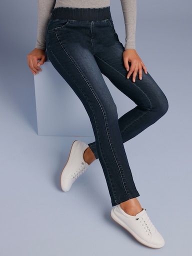 CREATION L PREMIUM Schlupfjeans mit Taschen-Stickerei - dark blue