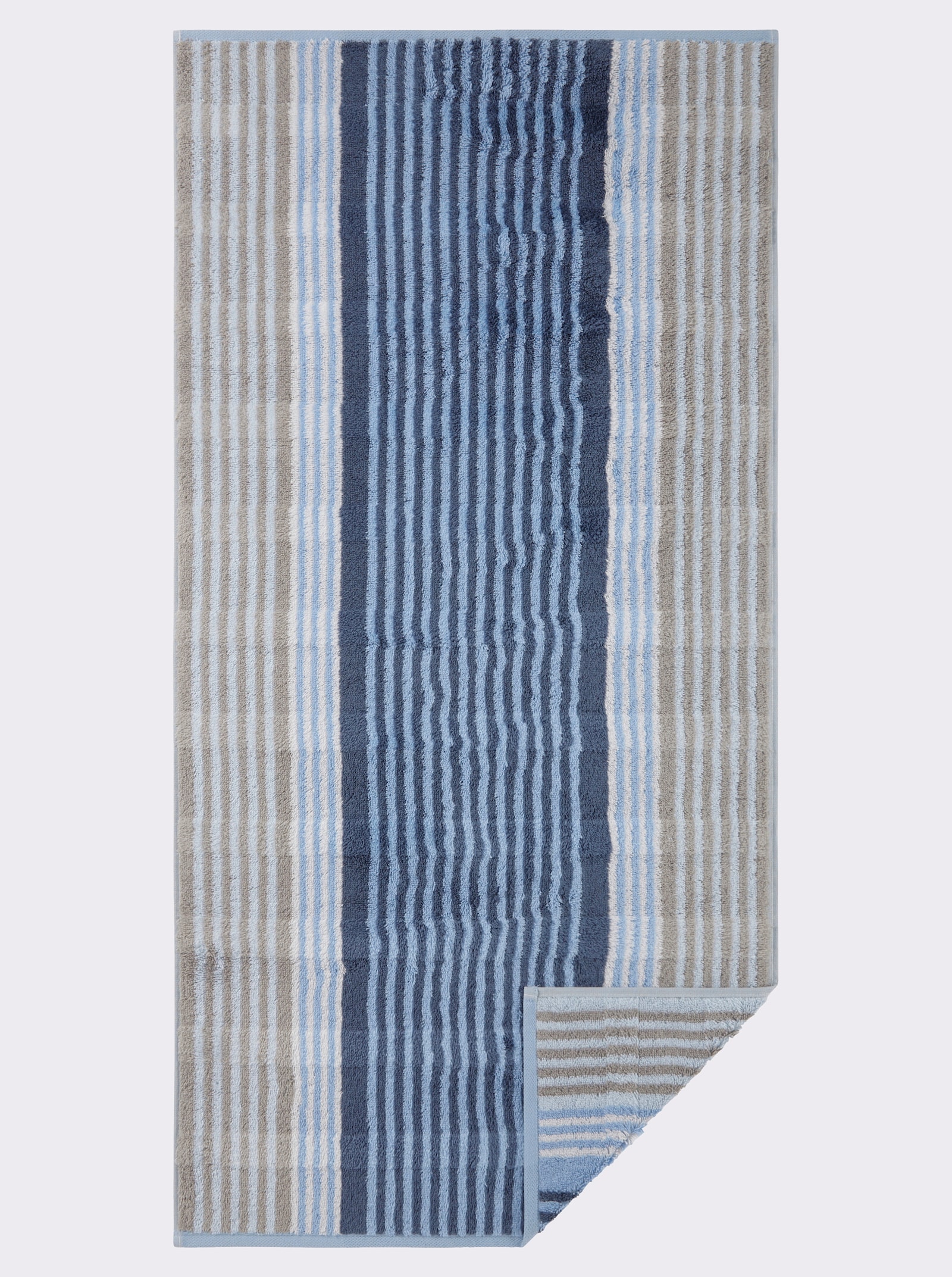 Cawö Handdoek - duivenblauw gestreept