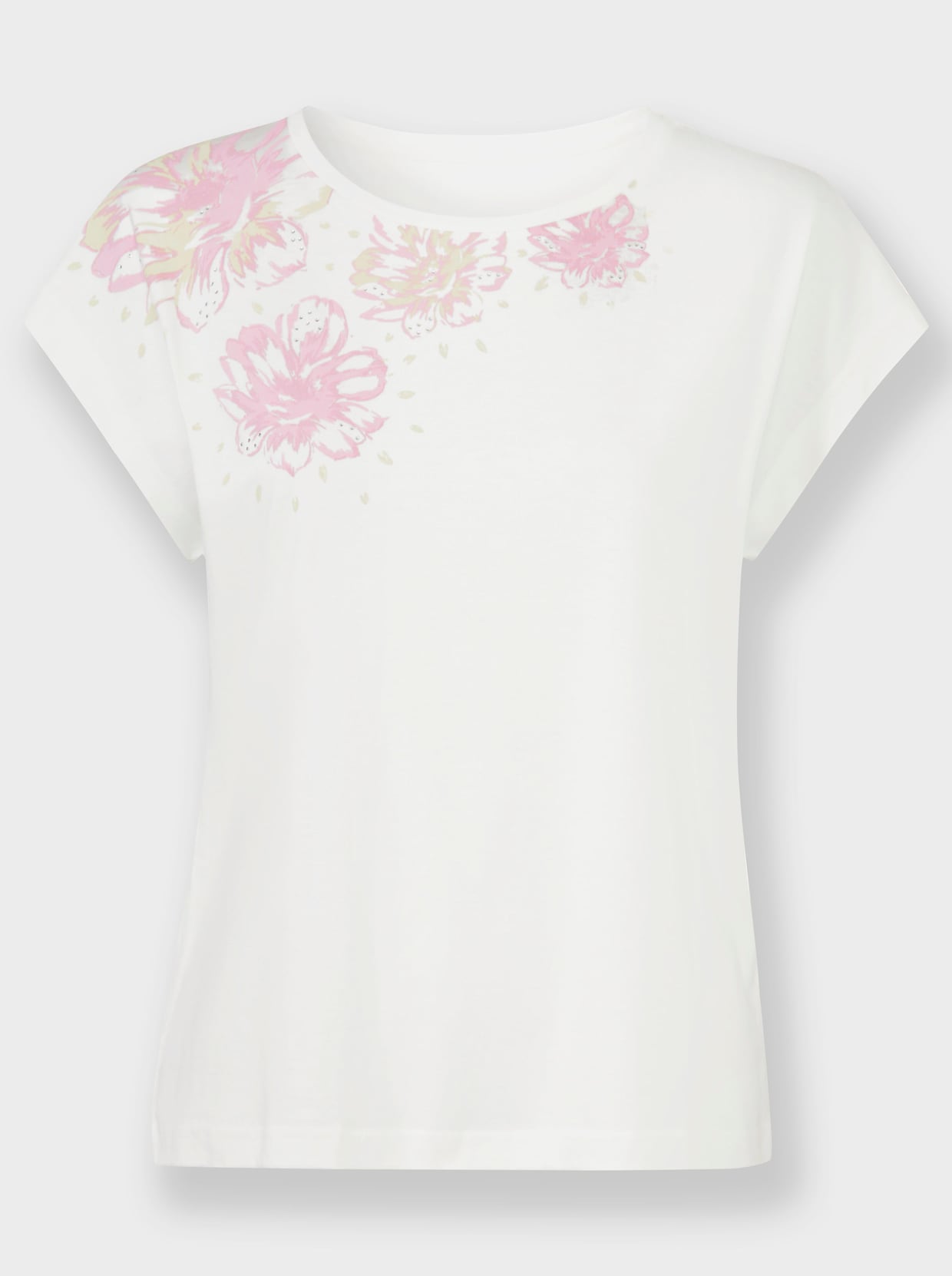 Shirt met ronde hals - ecru/roze geprint