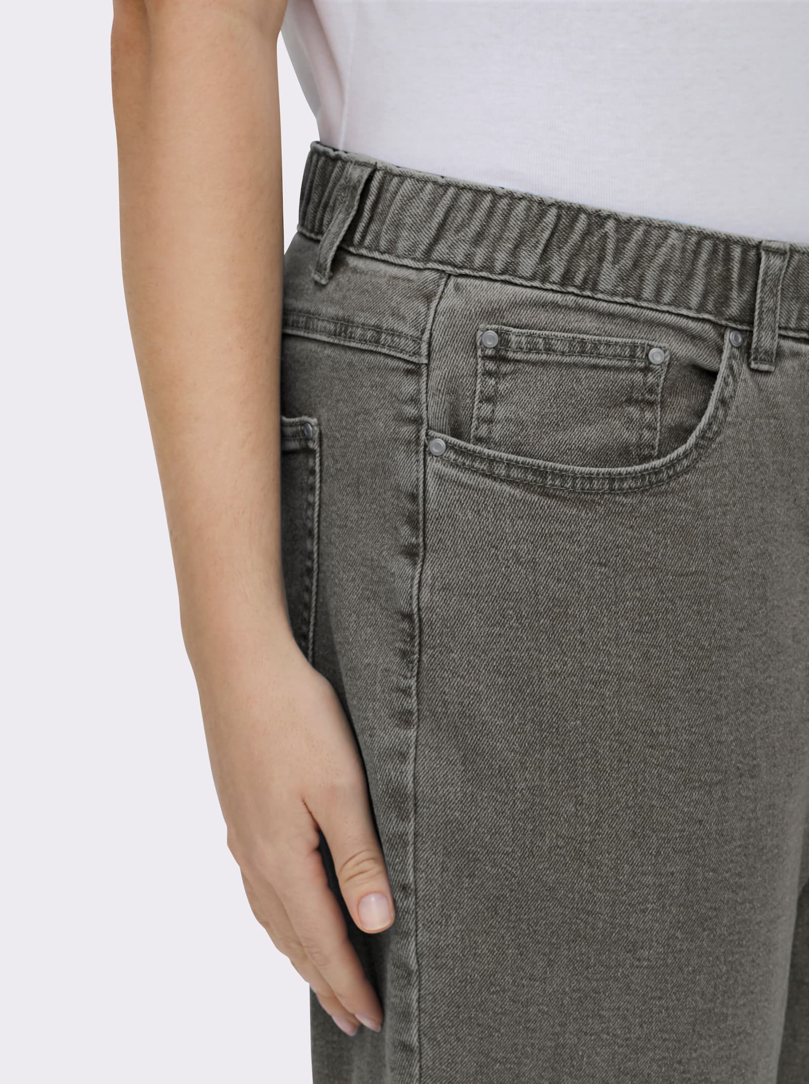 5-Pocket-Jeans mit innenliegendem Dehnbund - grey-denim