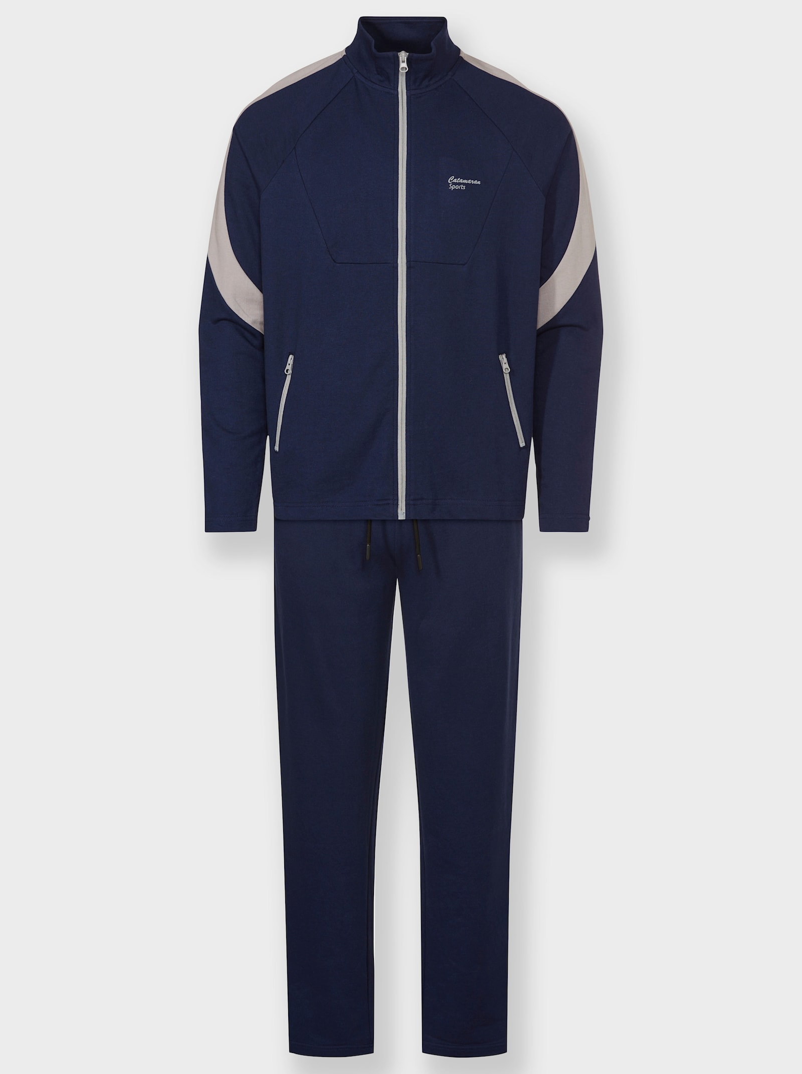 Freizeitanzug mit Reißverschluss-Taschen - marine-grau