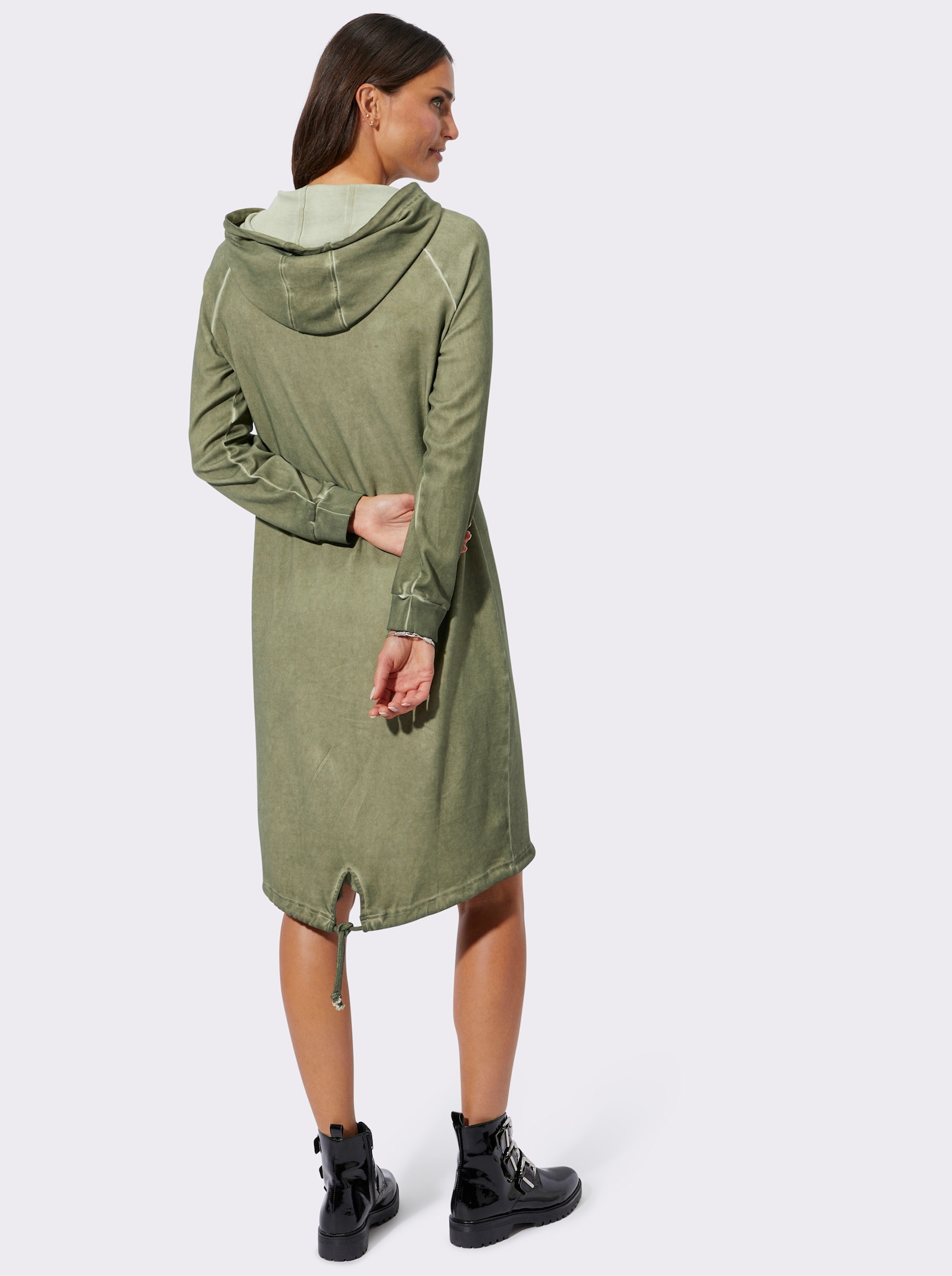 Jerseykleid mit Animal-Foliendruck - khaki