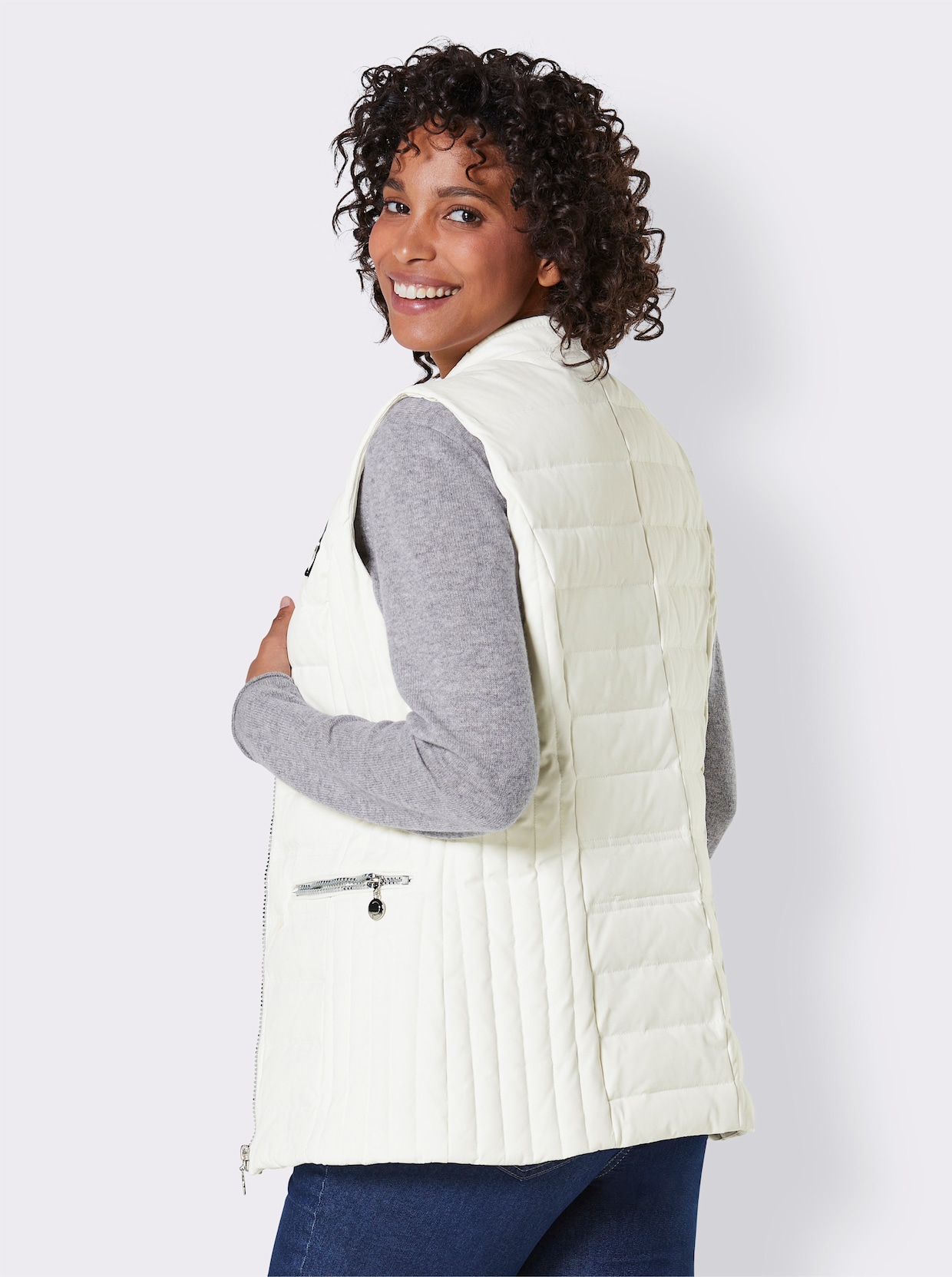 CREATION L PREMIUM Donzen gilet - ecru