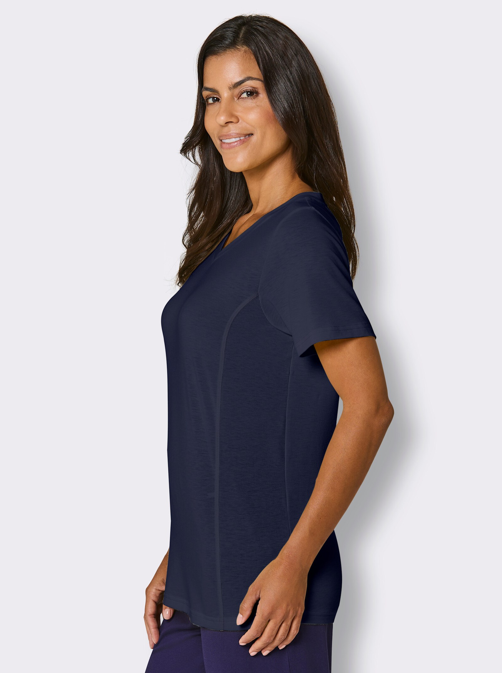 Catamaran Sports Funktionsshirt mit gerippten Einsätzen - marine