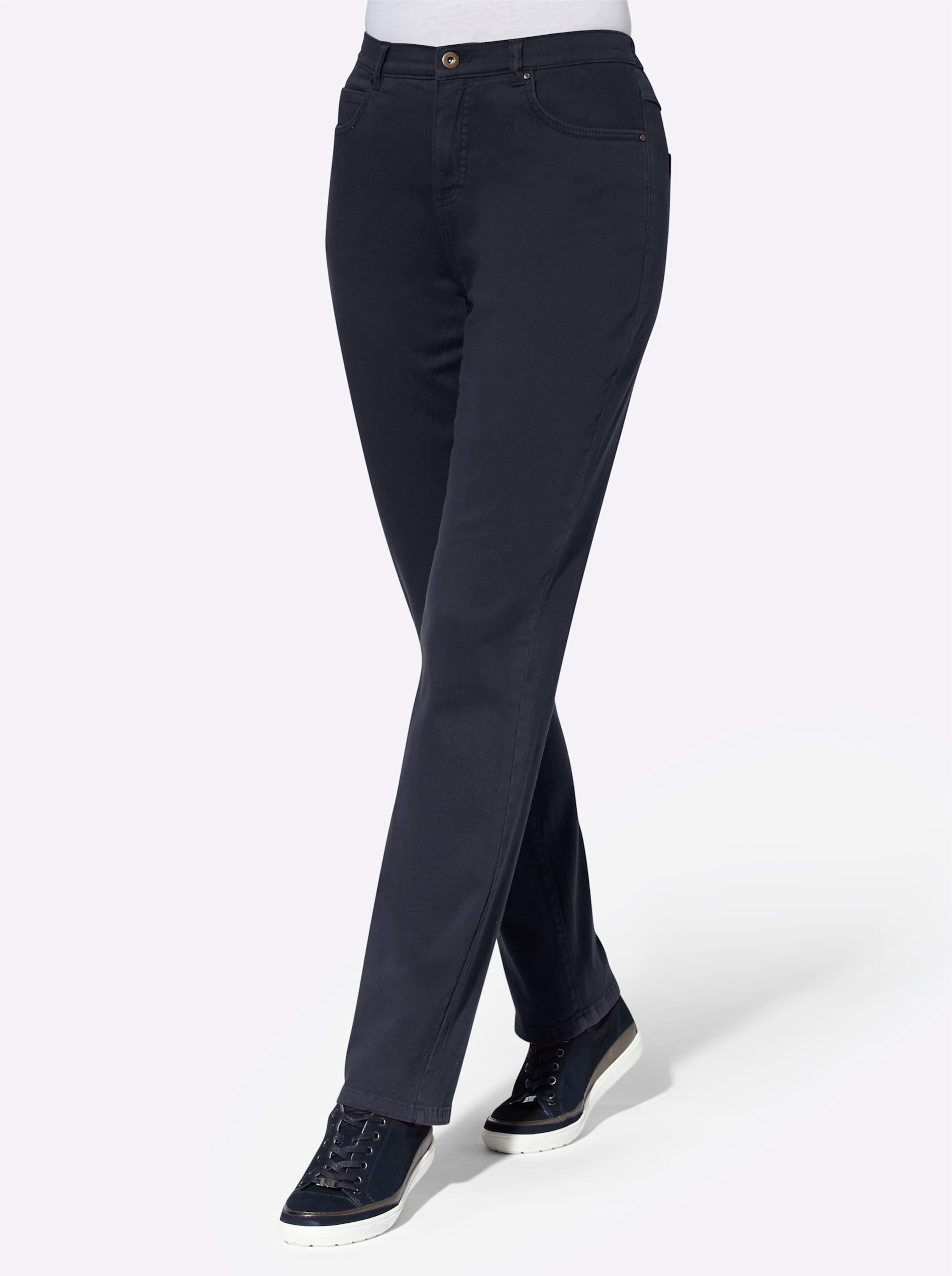 Witt Damen 5-Pocket-Hose mit seitlichem Dehnbund, marine