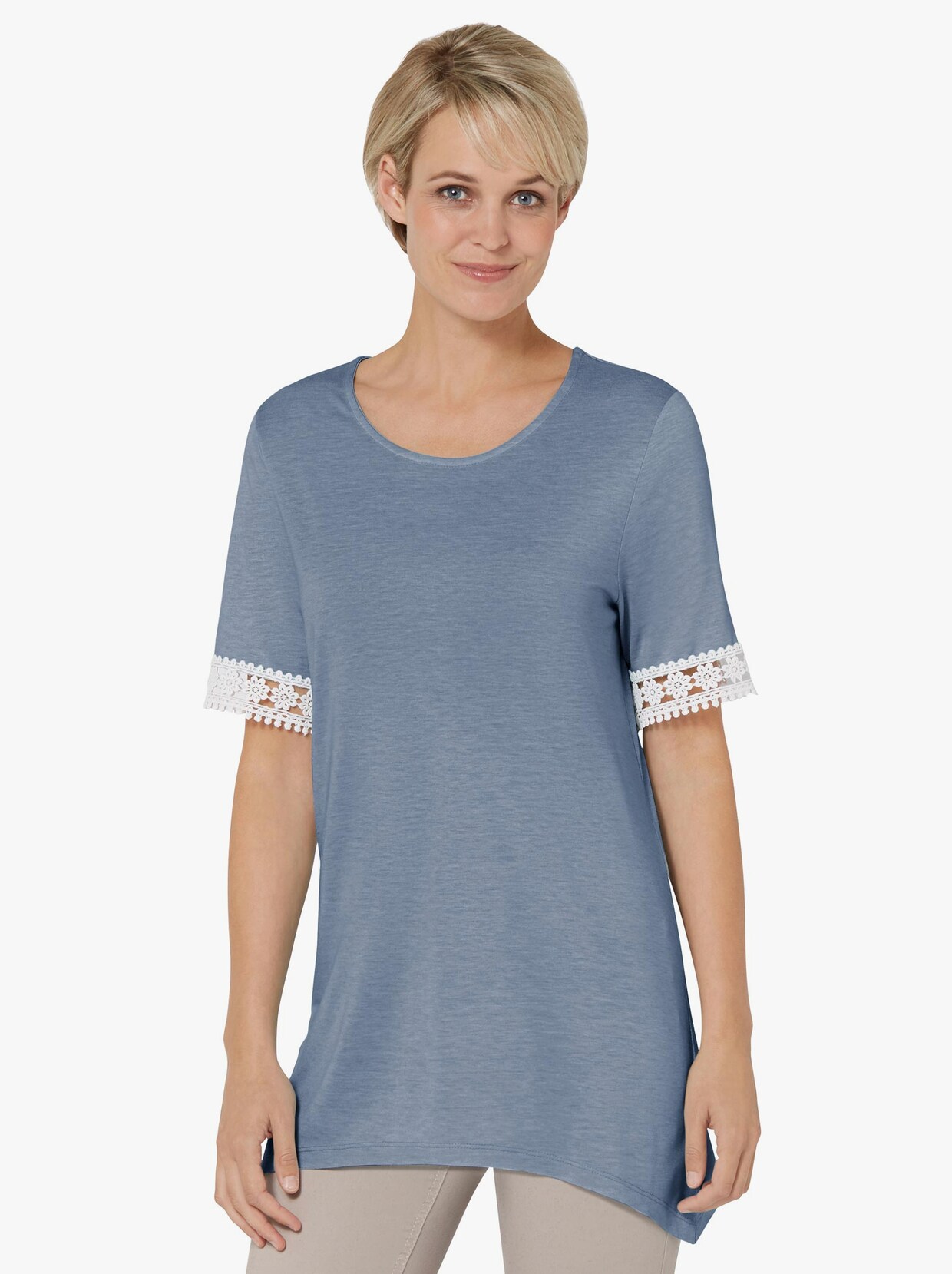 Puntig shirt - duivenblauw
