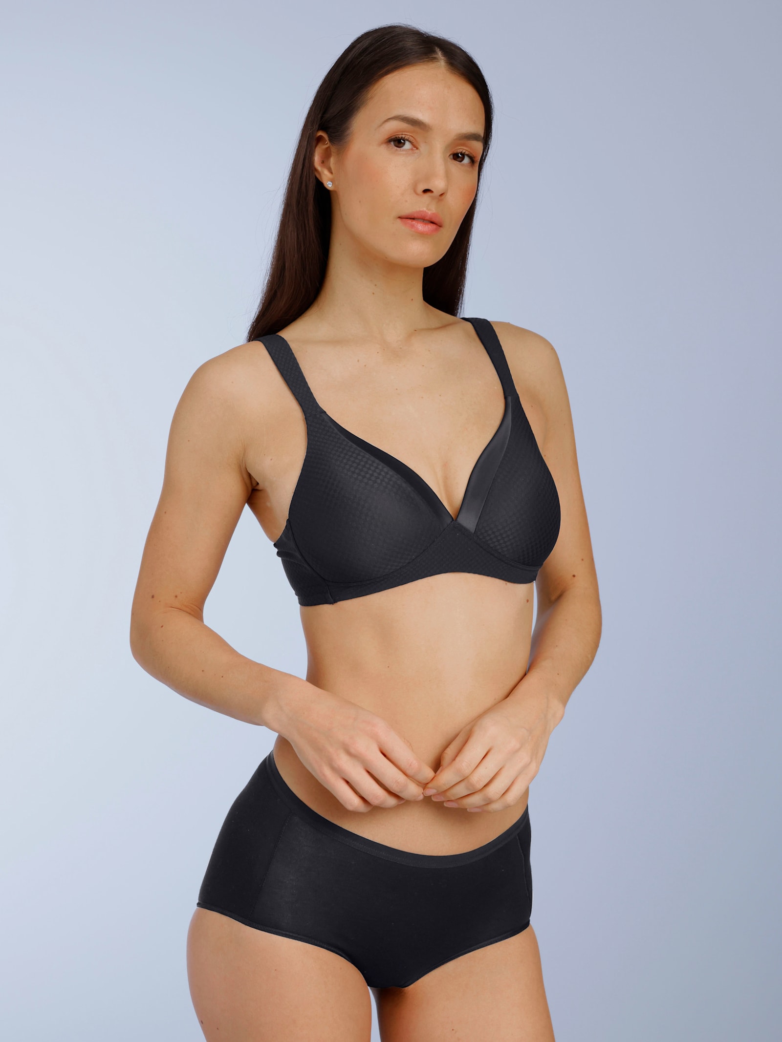 T-Shirt-BH ohne Bügel mit doppeltem Rücken - schwarz