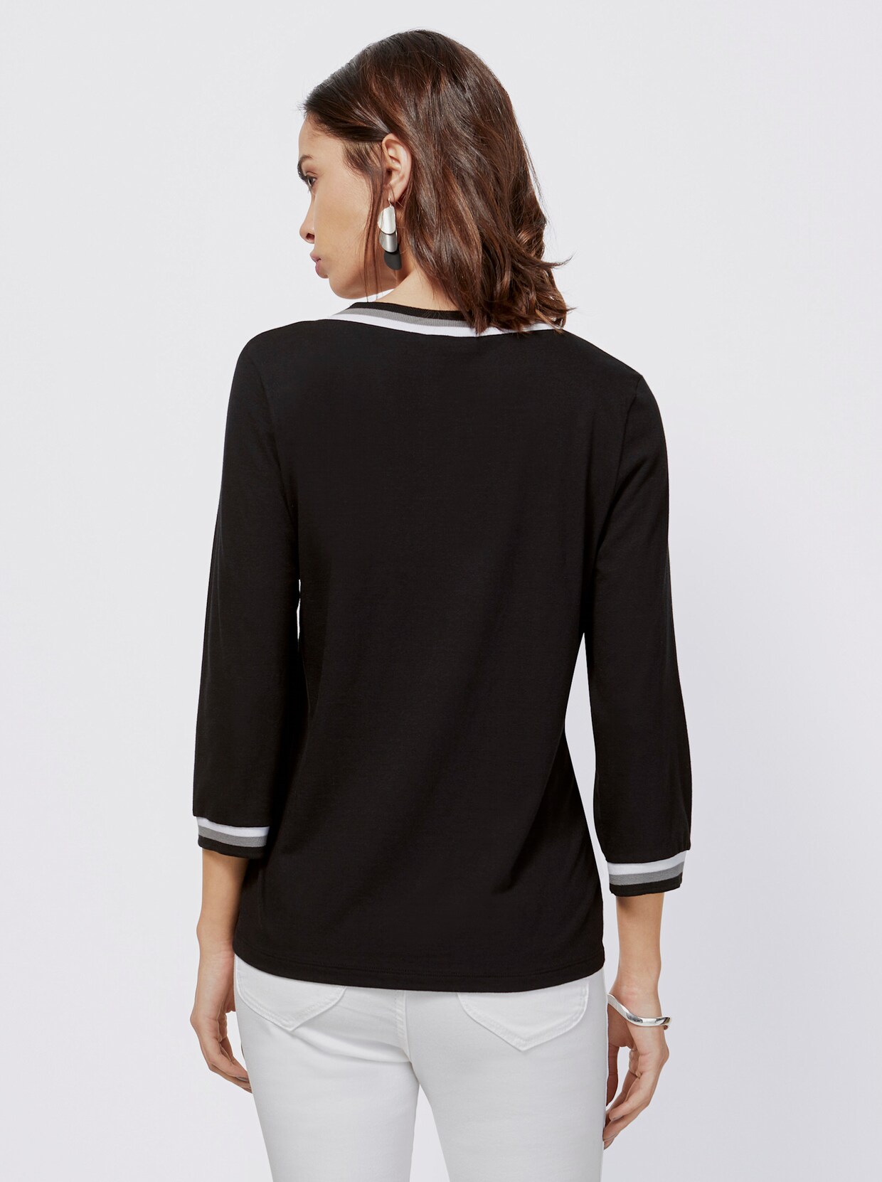 3/4-Arm-Shirt - schwarz-grau