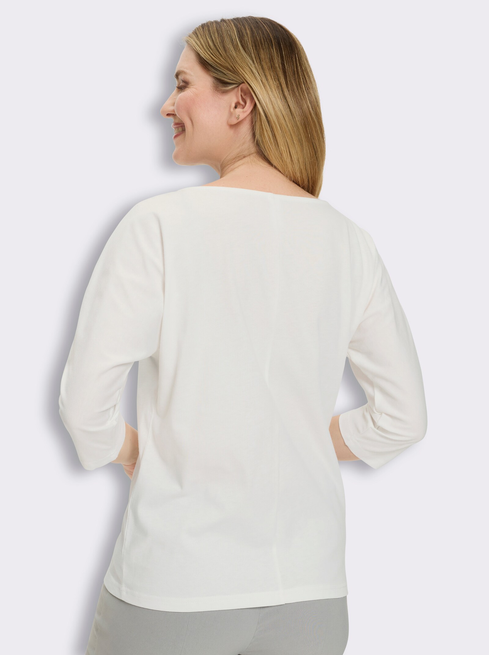 3/4-Arm-Shirt mit Fledermaus-Ärmeln - ecru