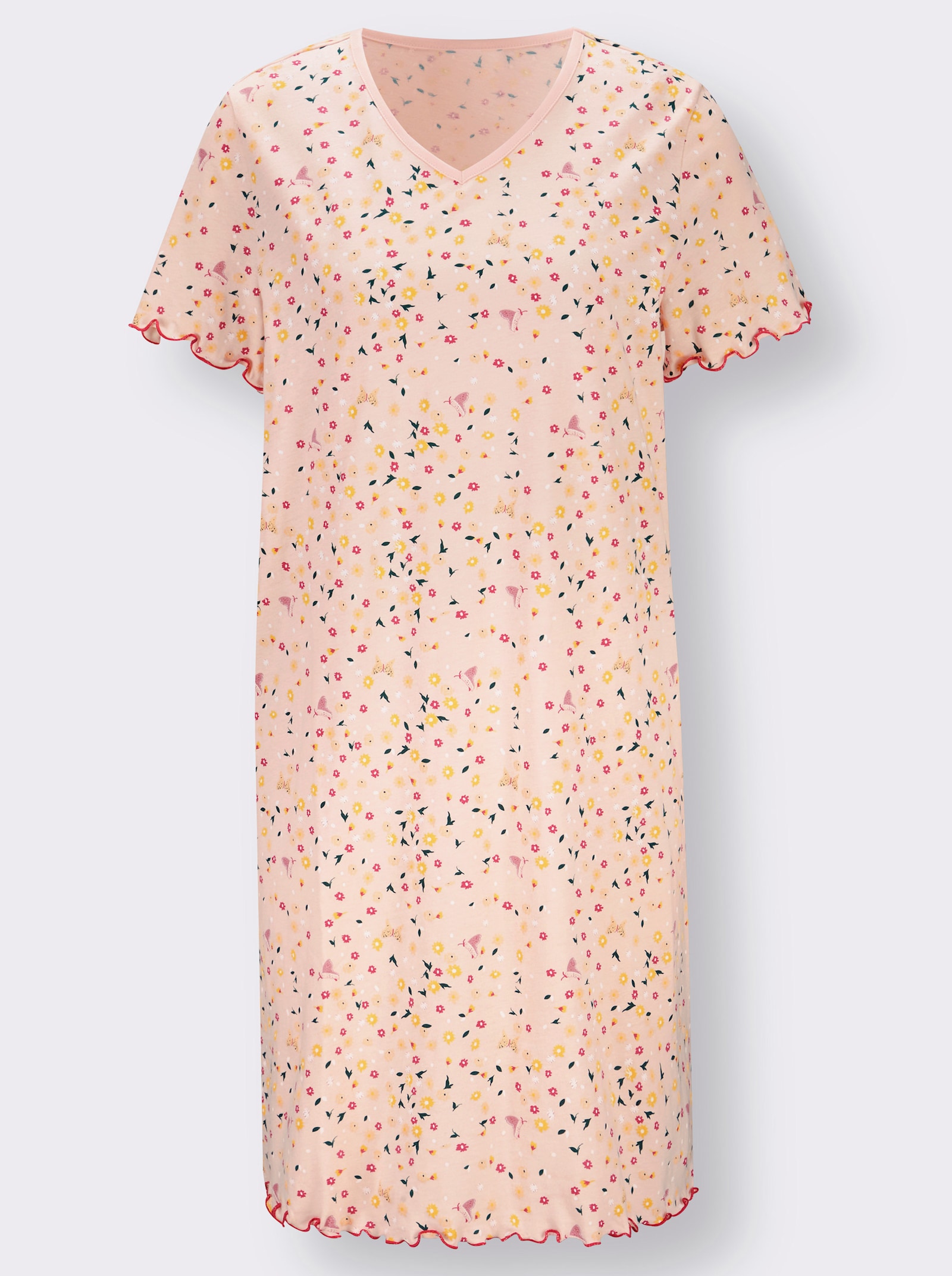 wäschepur T-shirt de nuit avec motif floral - vieux rose + rose clair imprimé