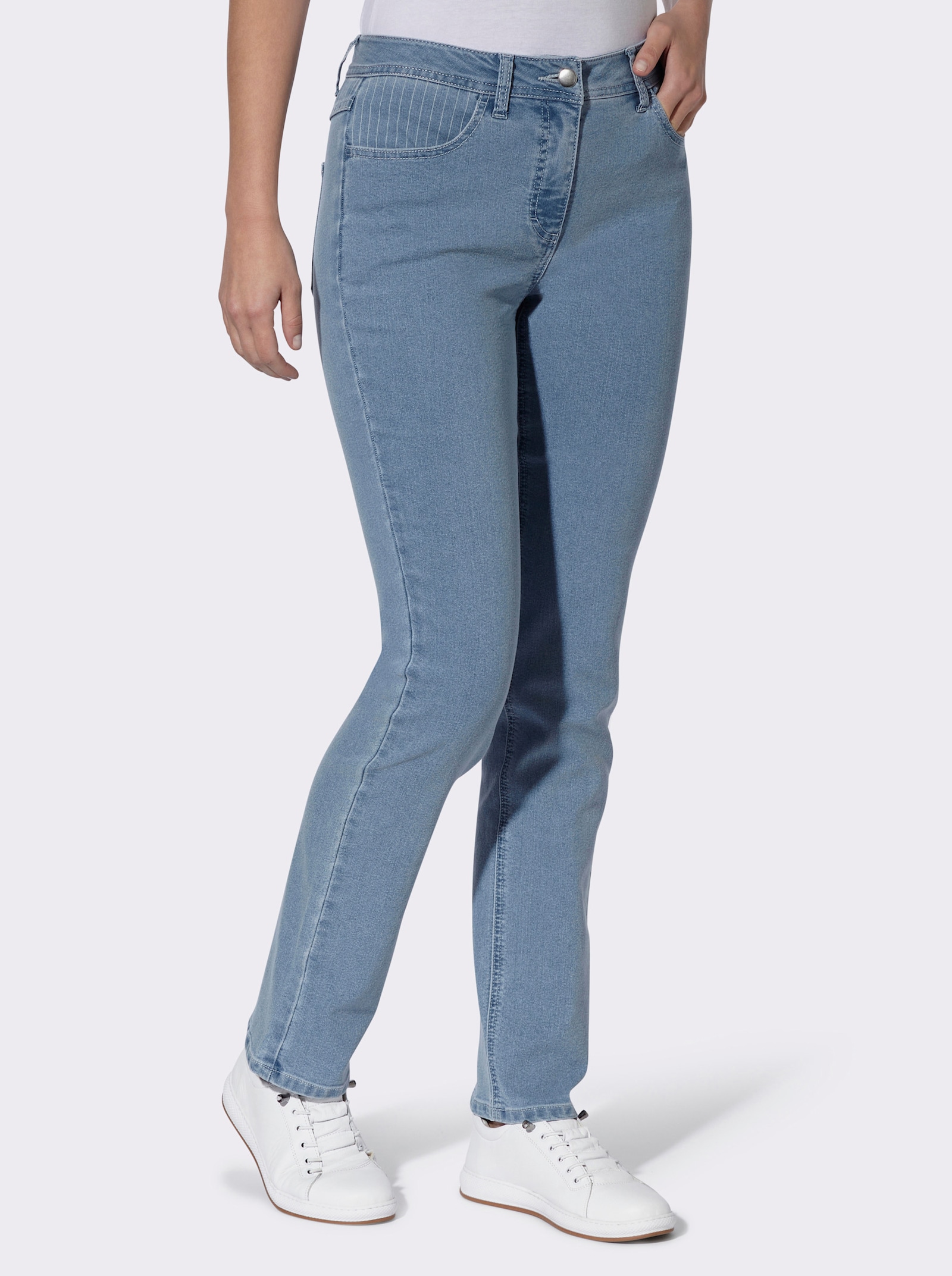 Jeans met gestreepte inzetten - blue-bleached