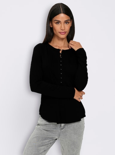 heine Langarmshirt mit Biesen - schwarz