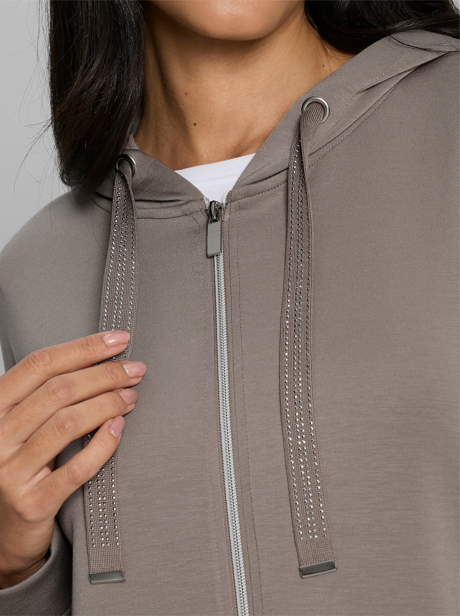 heine Sweatjacke mit Modal - taupe