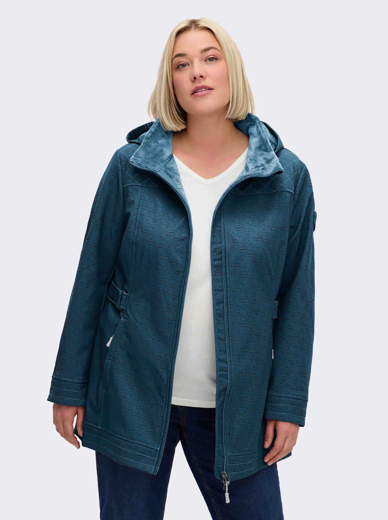 Softshelljacke - petrol-meliert