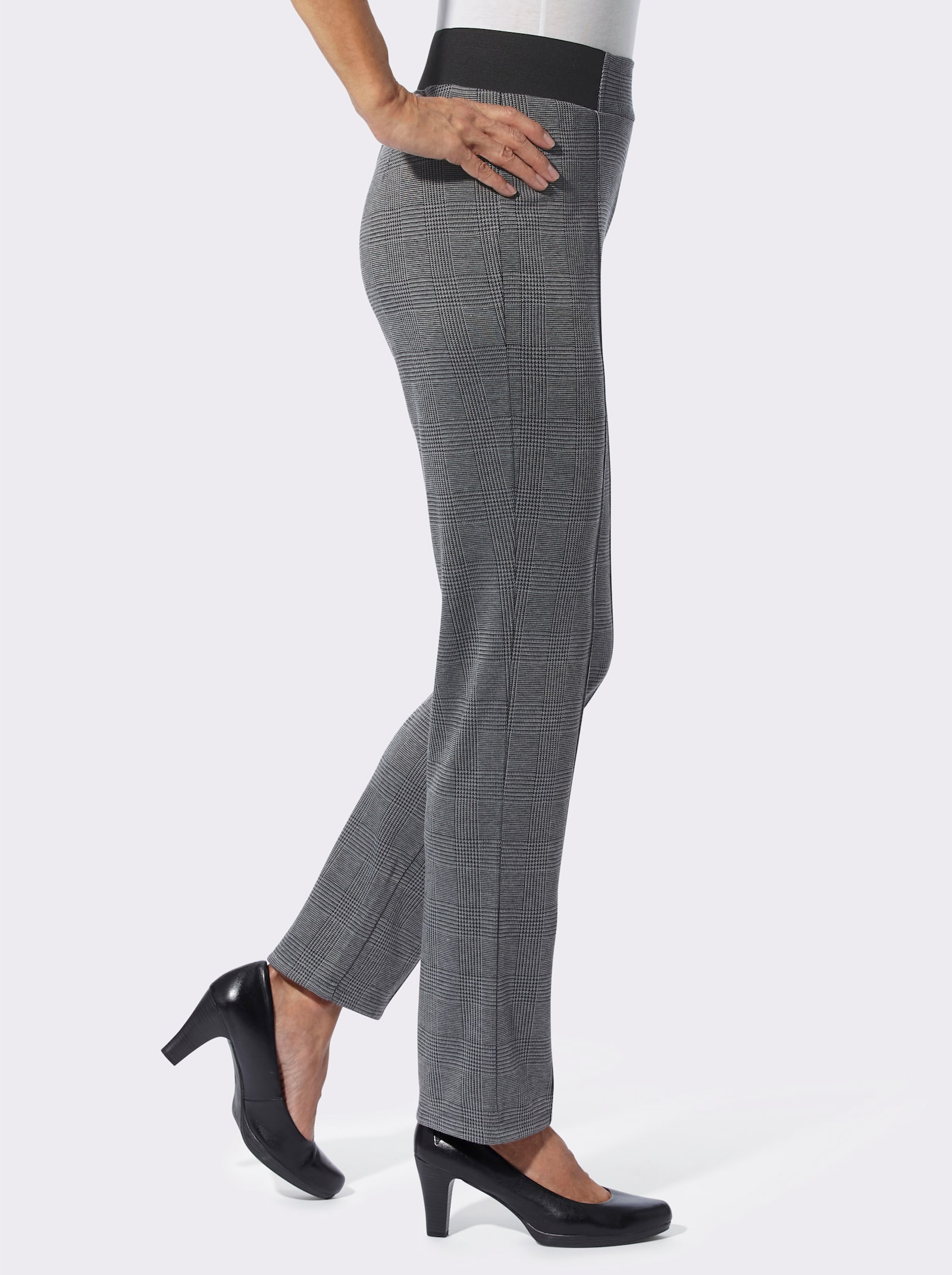 Jerseyhose in unterschiedlichen Dessins - schwarz-steingrau Glencheck