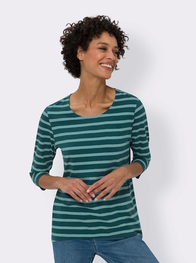 3/4-Arm-Shirt im garngefärbten Streifen-Dessin - petrol-salbei-geringelt