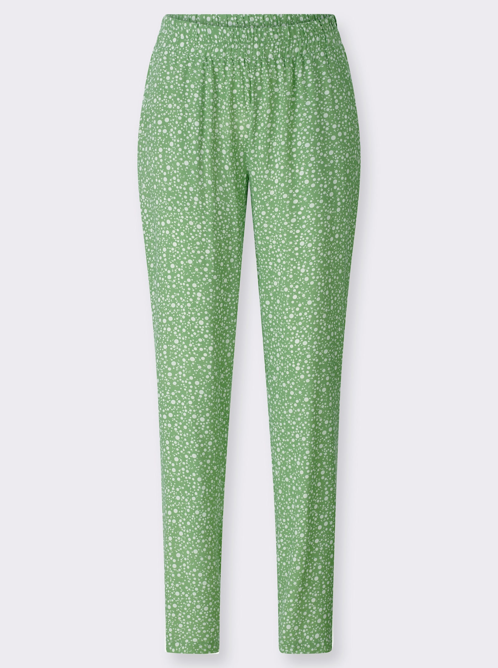 Schlupfhose mit Dehnbund - apfel-weiß-bedruckt