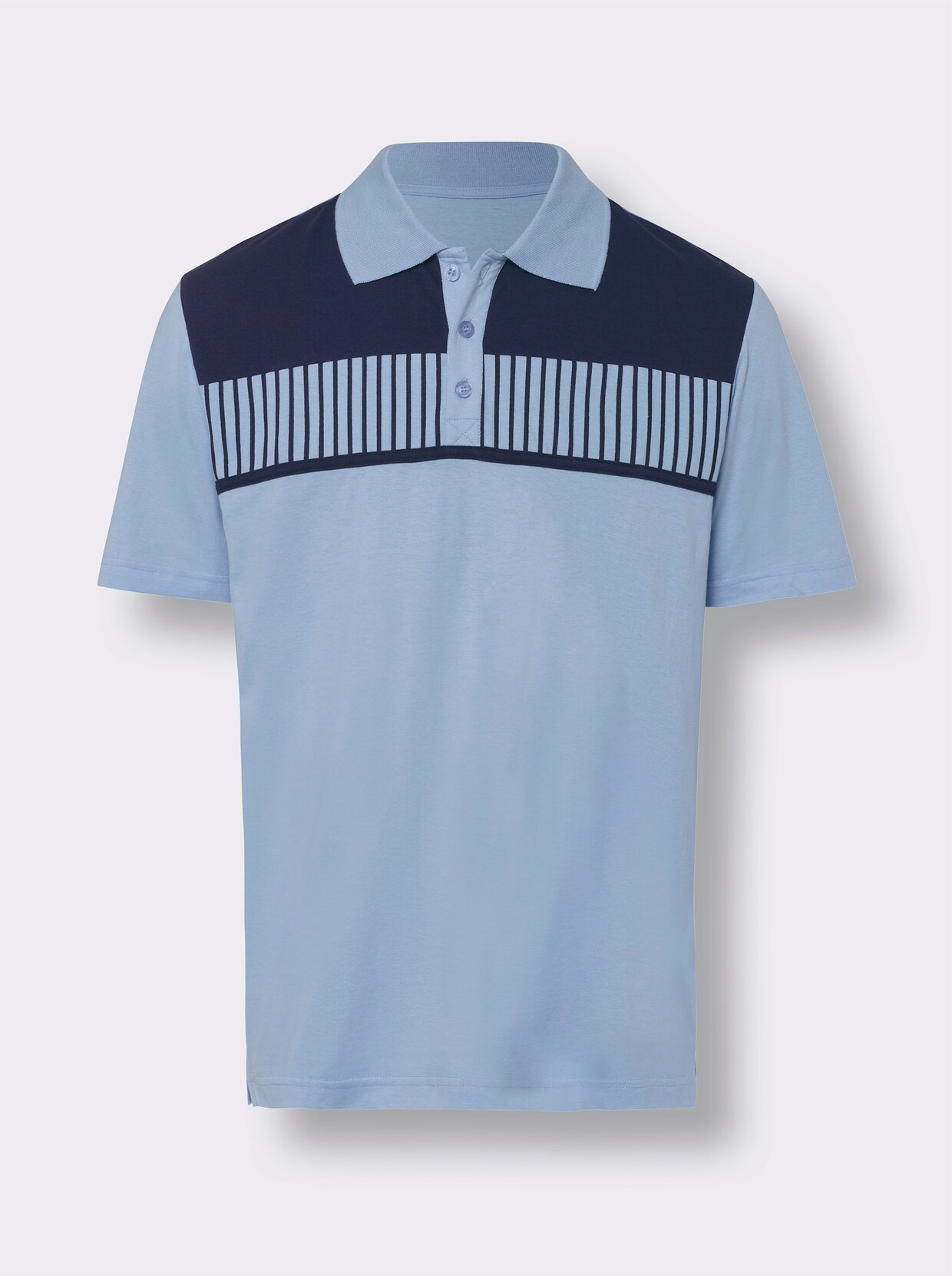 Kurzarm-Poloshirt - eisblau-marine