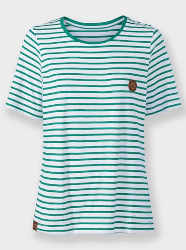 Shirt im Streifenmuster - smaragd-weiß-gestreift