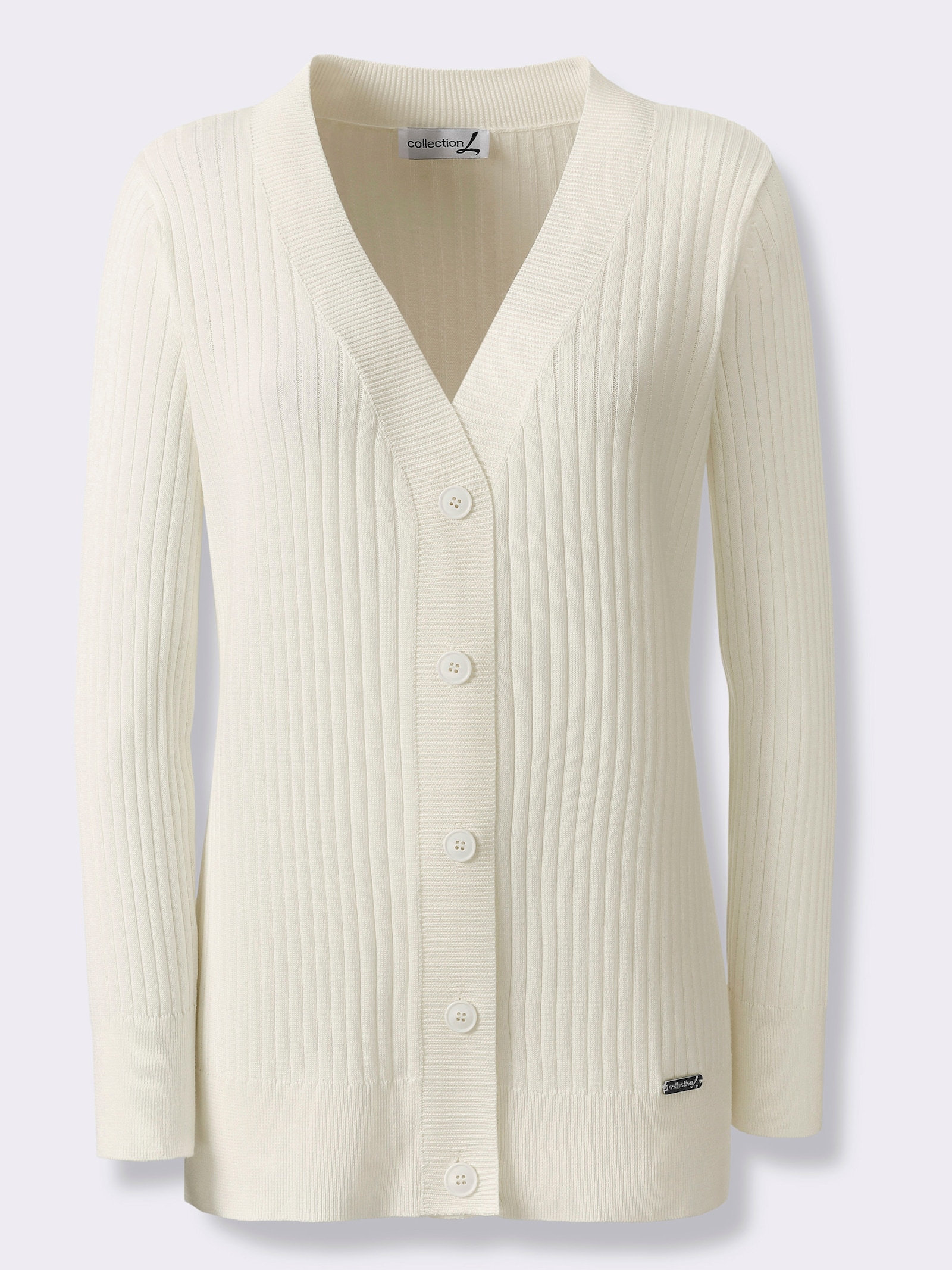 Strickjacke in Ripp-Optik - ecru