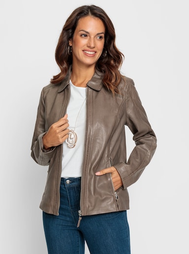 Mainpol Leder-Jacke - taupe