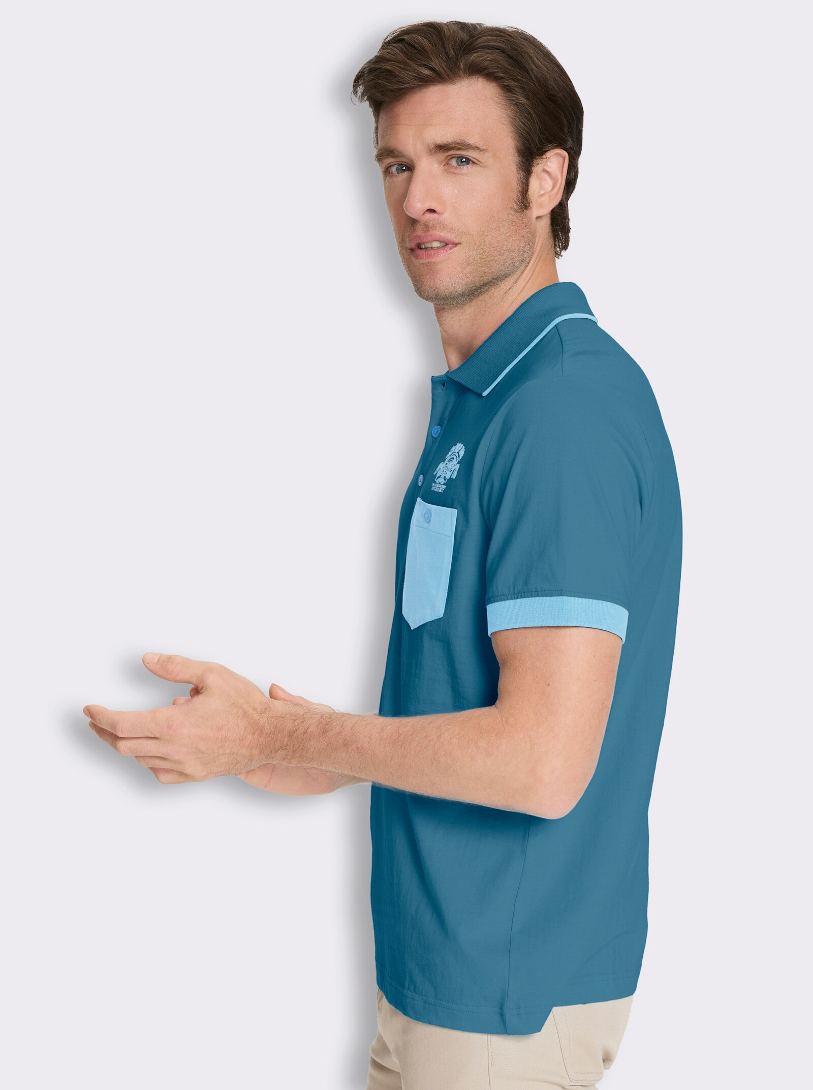 Poloshirt mit kontrastfarbigen Details - topas