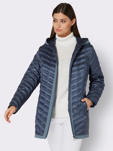 Steppjacke mit Details in Jeans-Optik - rauchblau