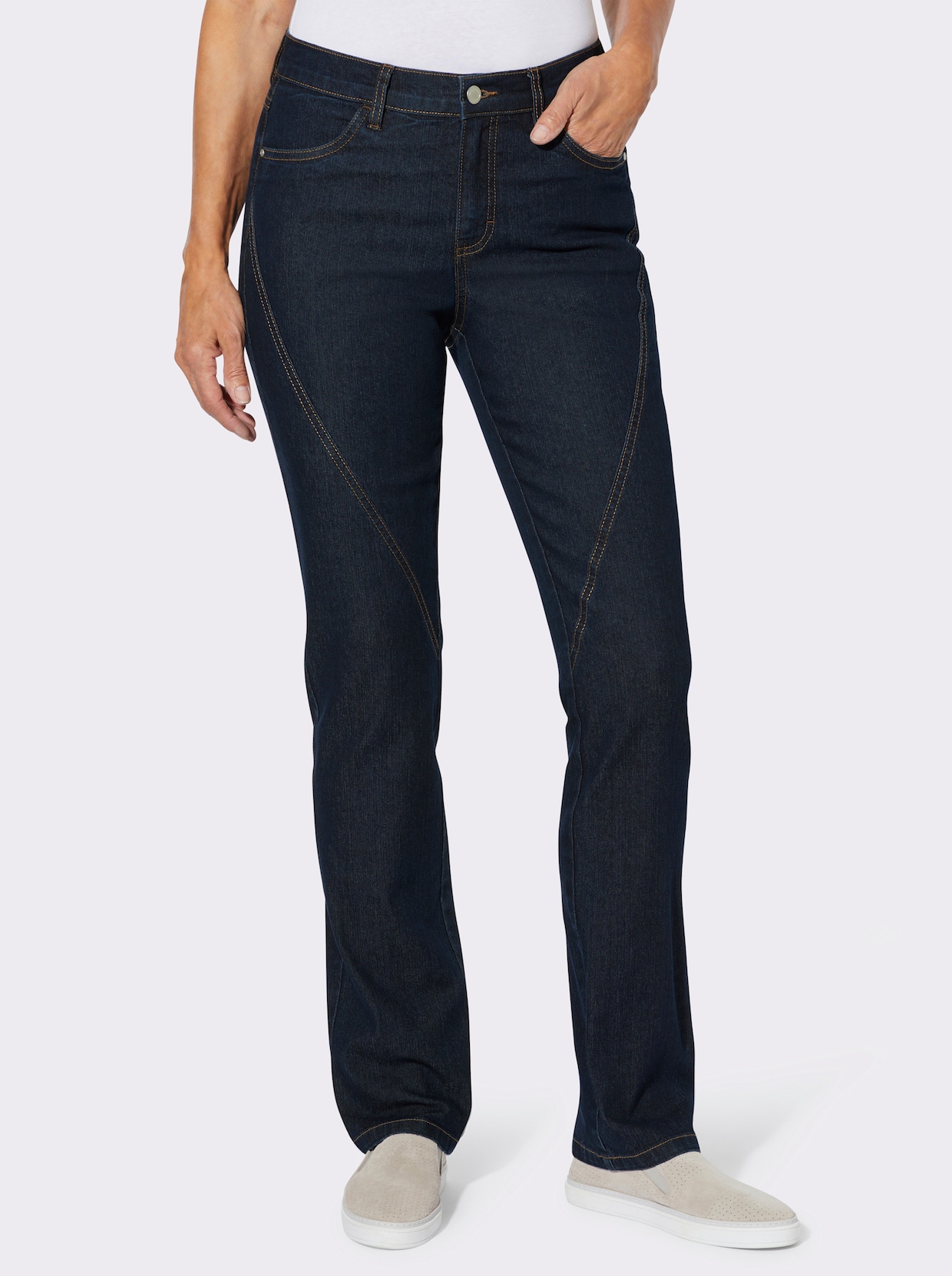 Jeans mit Ziernähten vorne - dark blue