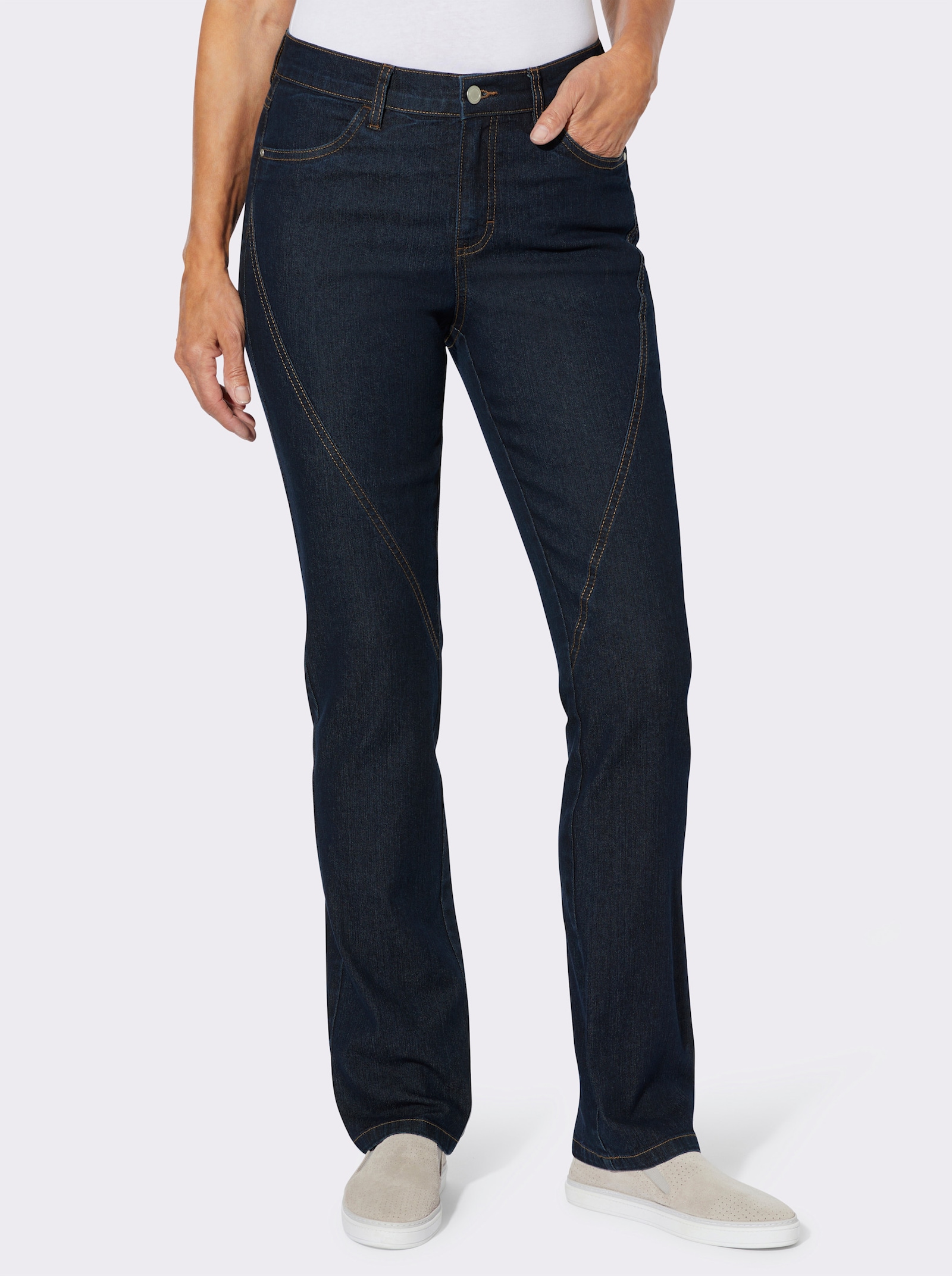 Jeans met siernaden voor - dark-blue