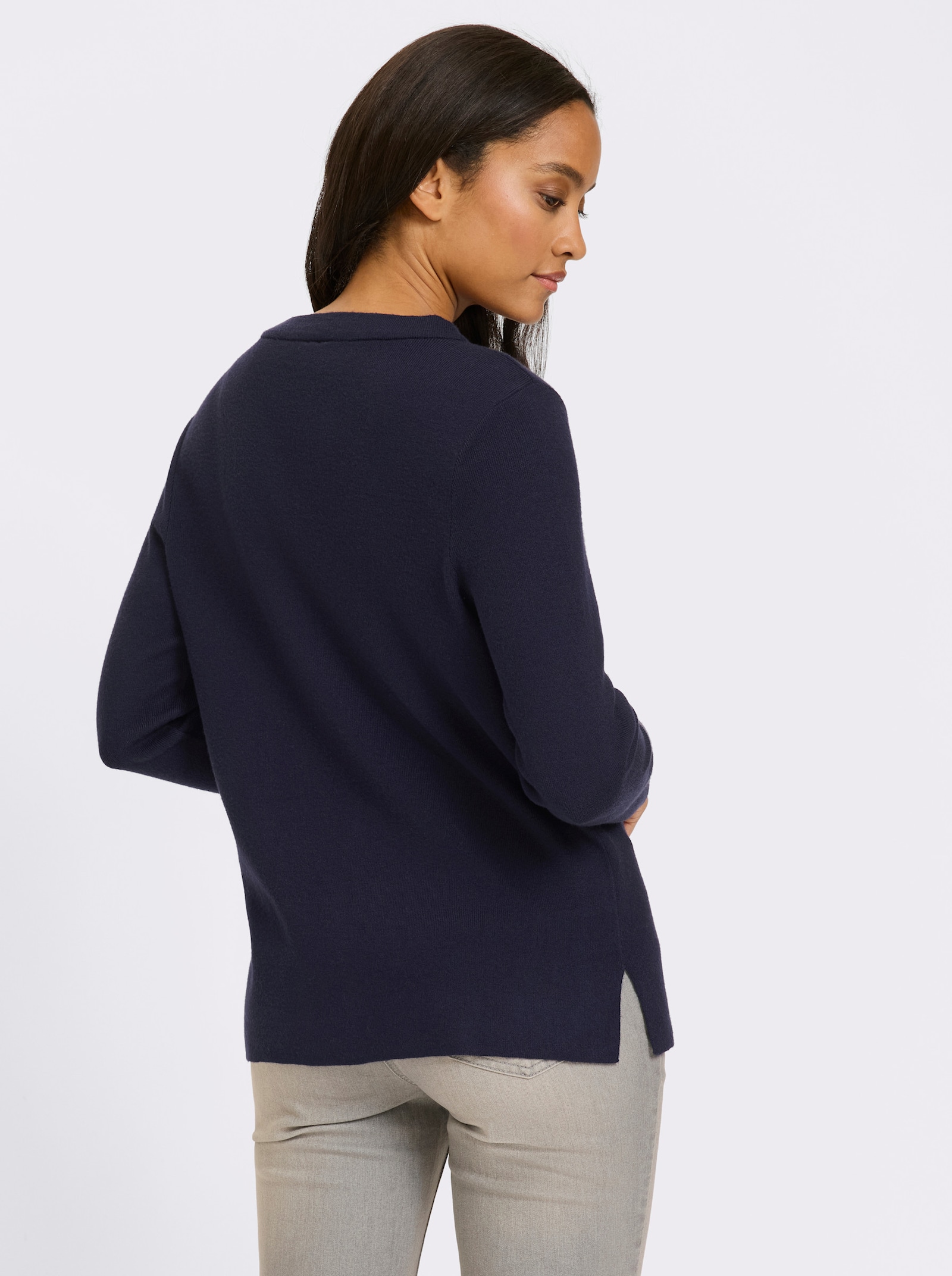 heine Pullover mit Seitenschlitzen - marine