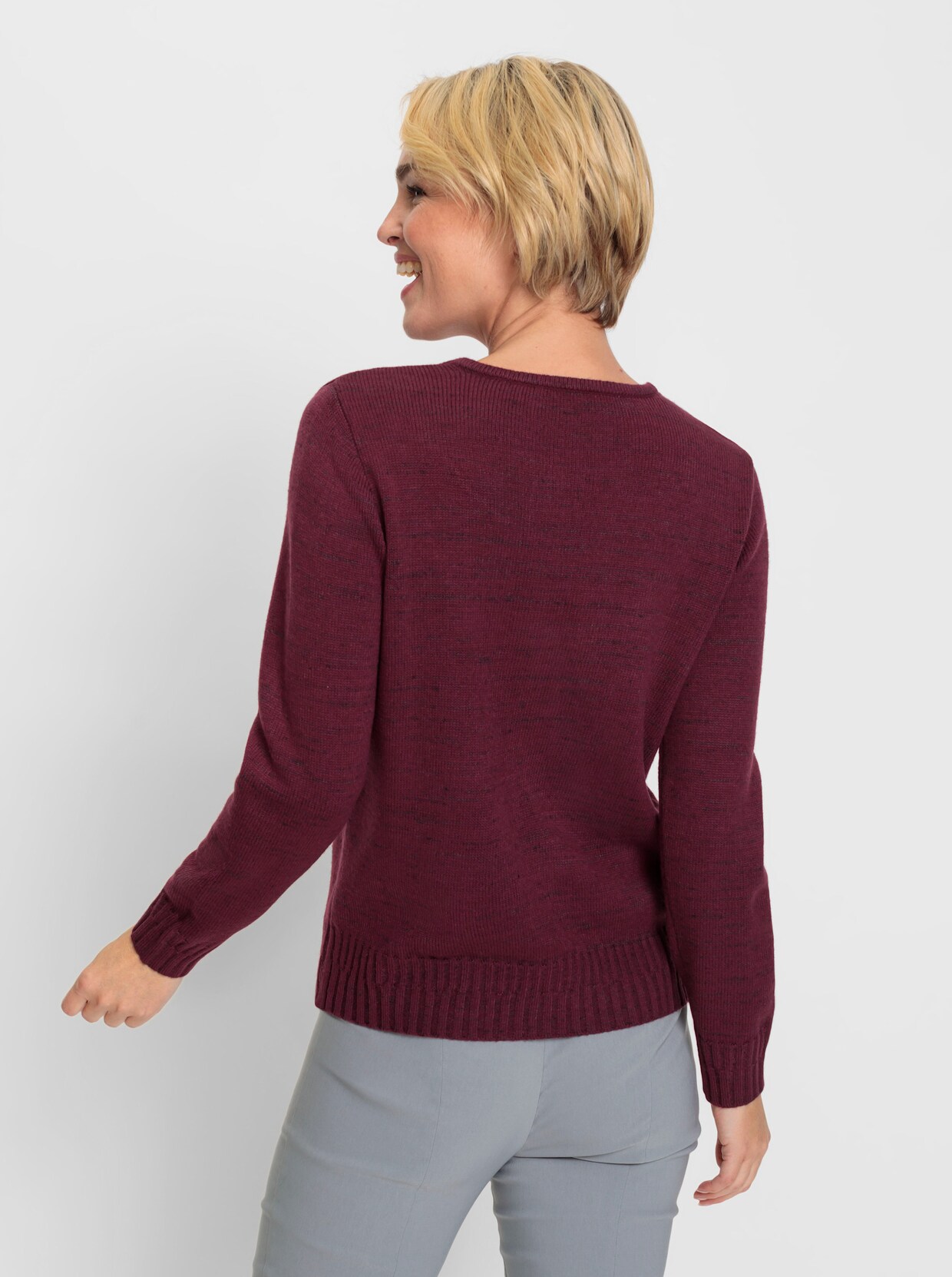 Pullover met lange mouwen - bordeaux/grafiet gemêleerd