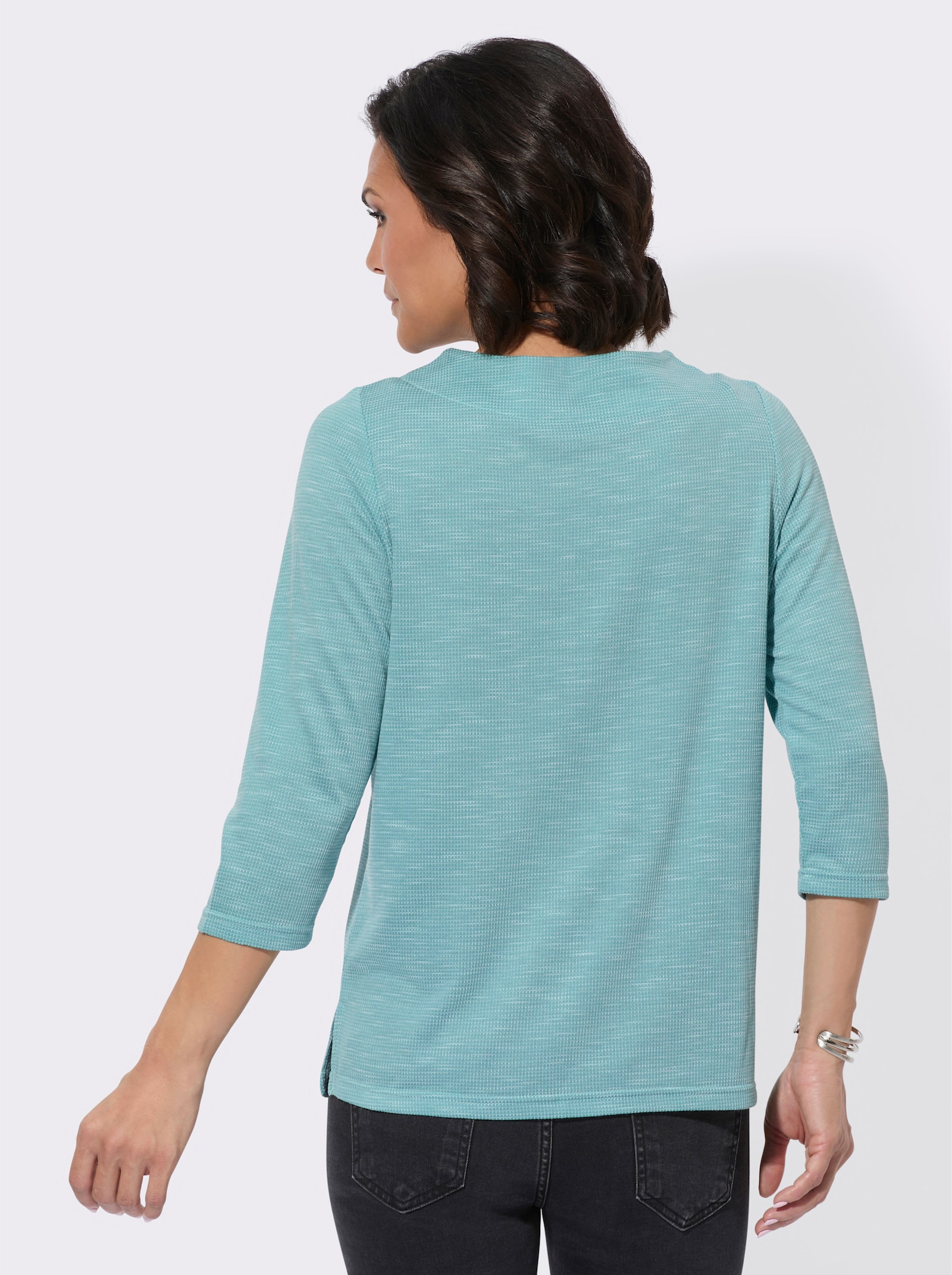 3/4-Arm-Shirt mit U-Boot-Ausschnitt - ozean-ecru-gemustert