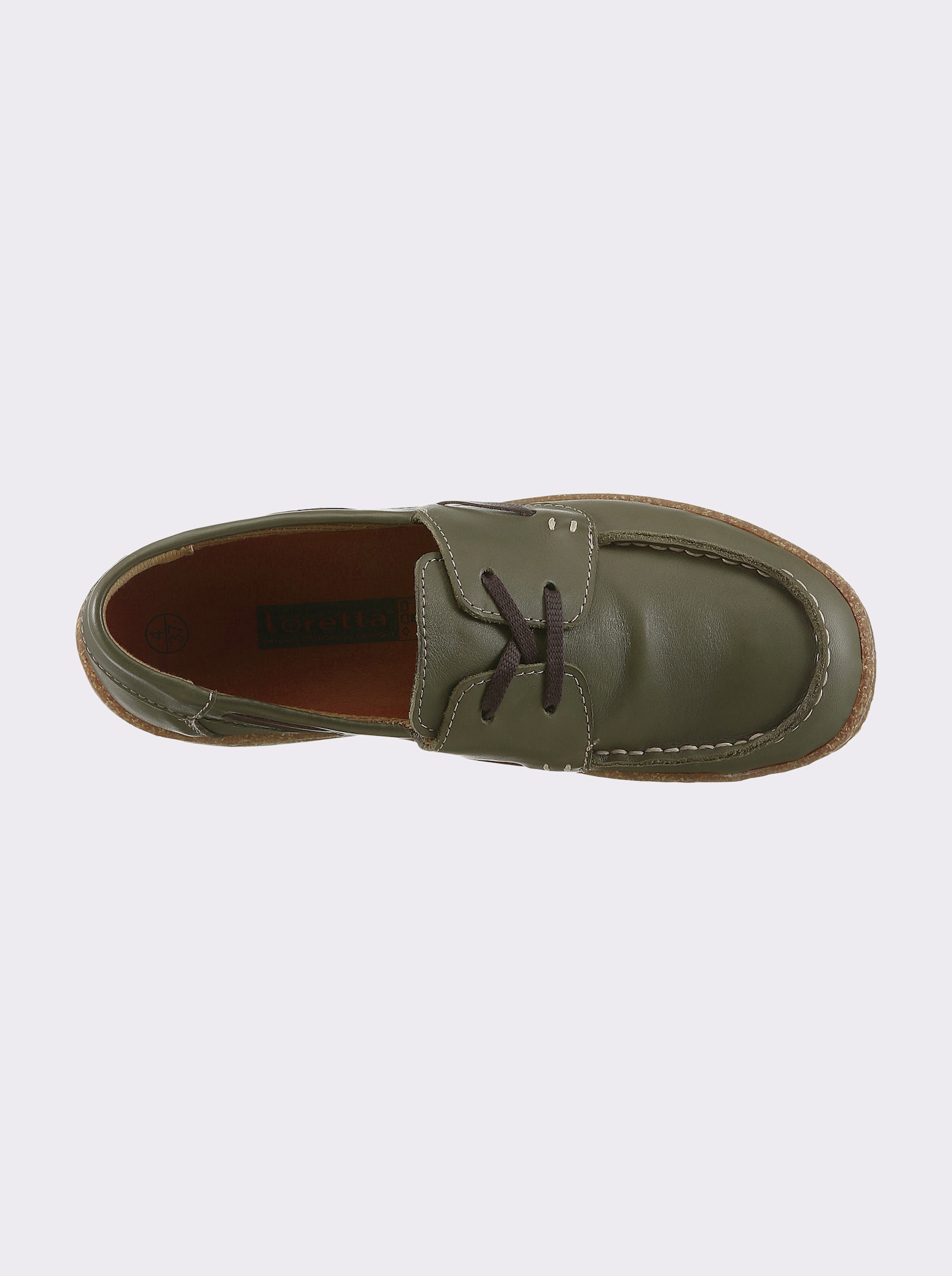 Loretta Schnürschuh aus Leder, rutschhemmend - khaki