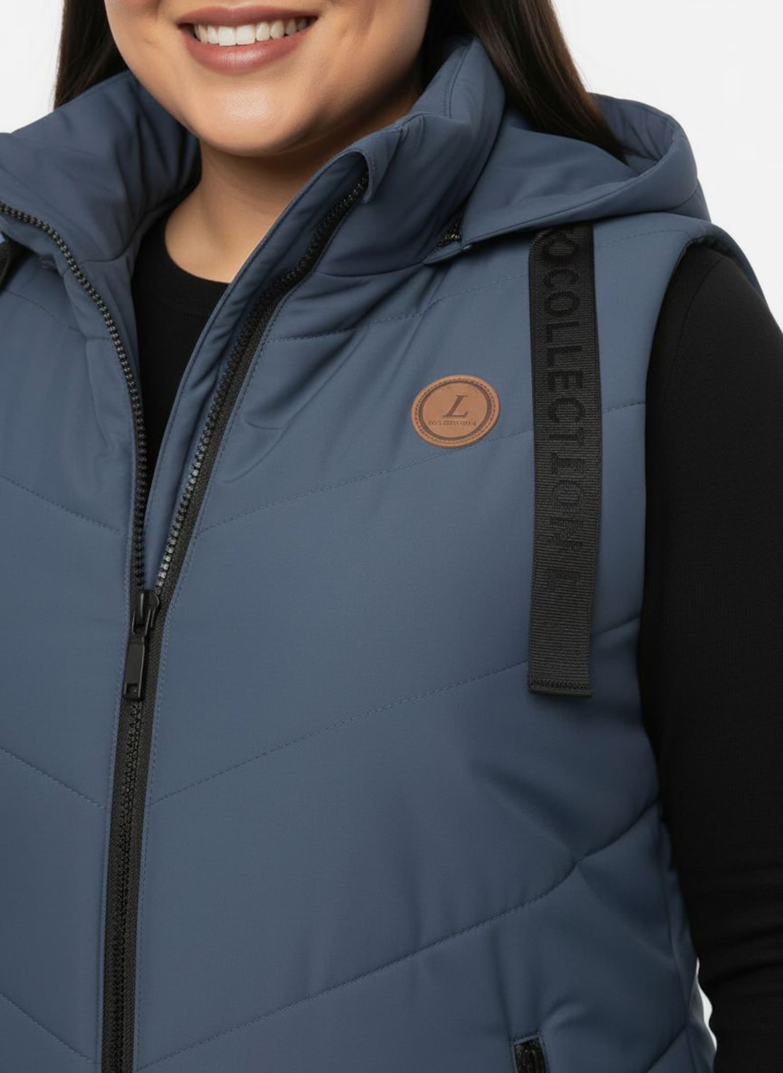 Longweste mit V-Steppung - rauchblau