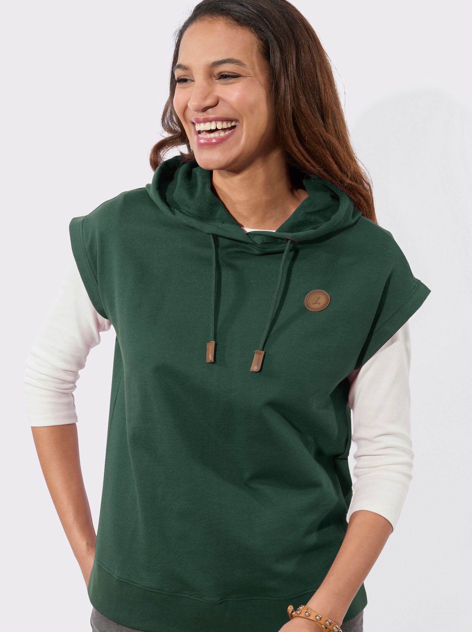 Kapuzenshirt mit Tunnelzug - moos