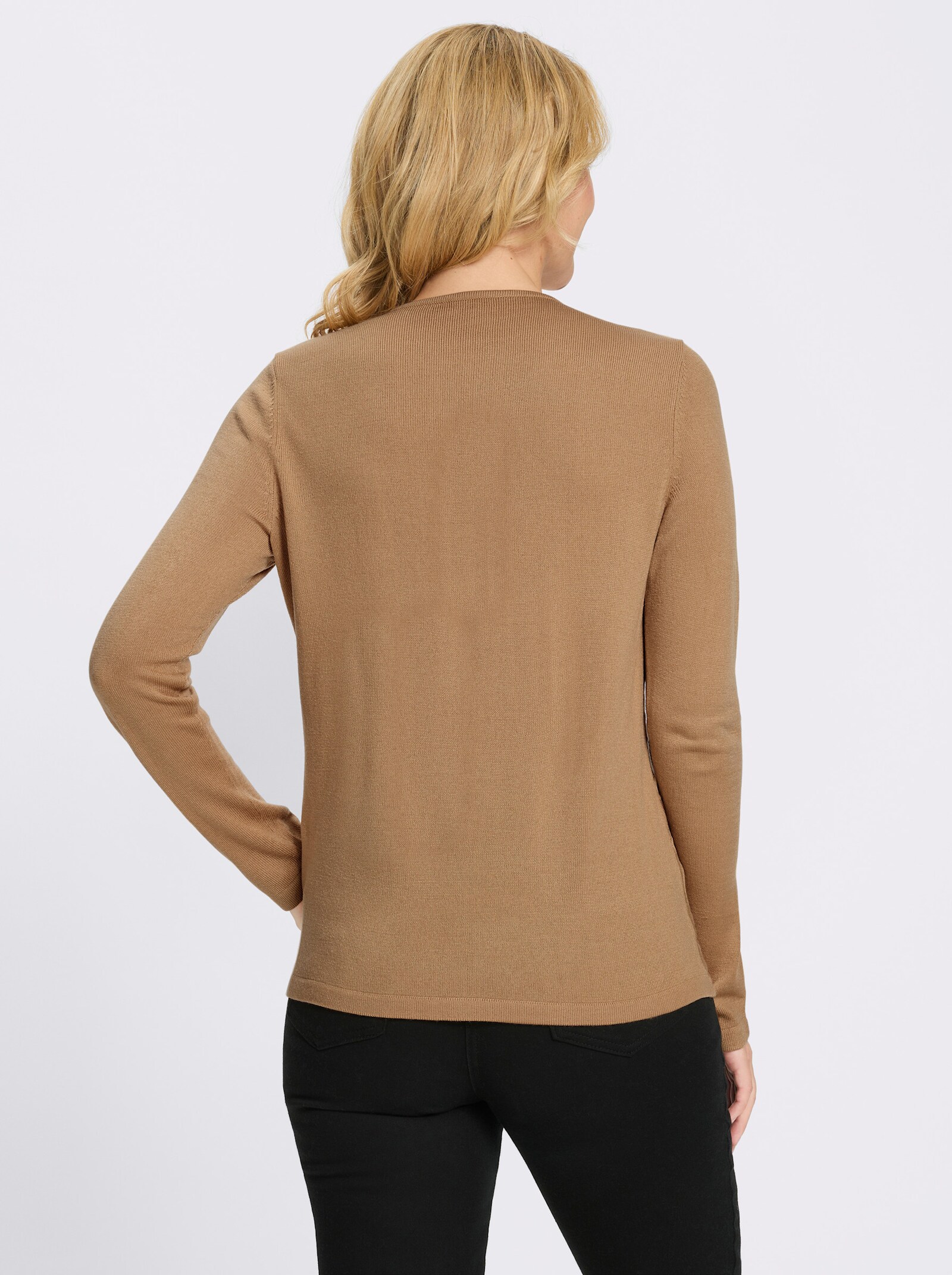 2-in-1-Pullover mit Bindeband - camel