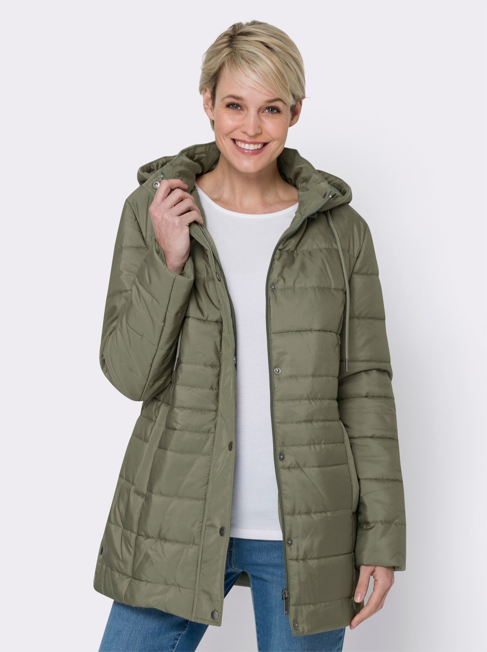 Steppjacke mit seitlichen Druckknöpfen - khaki