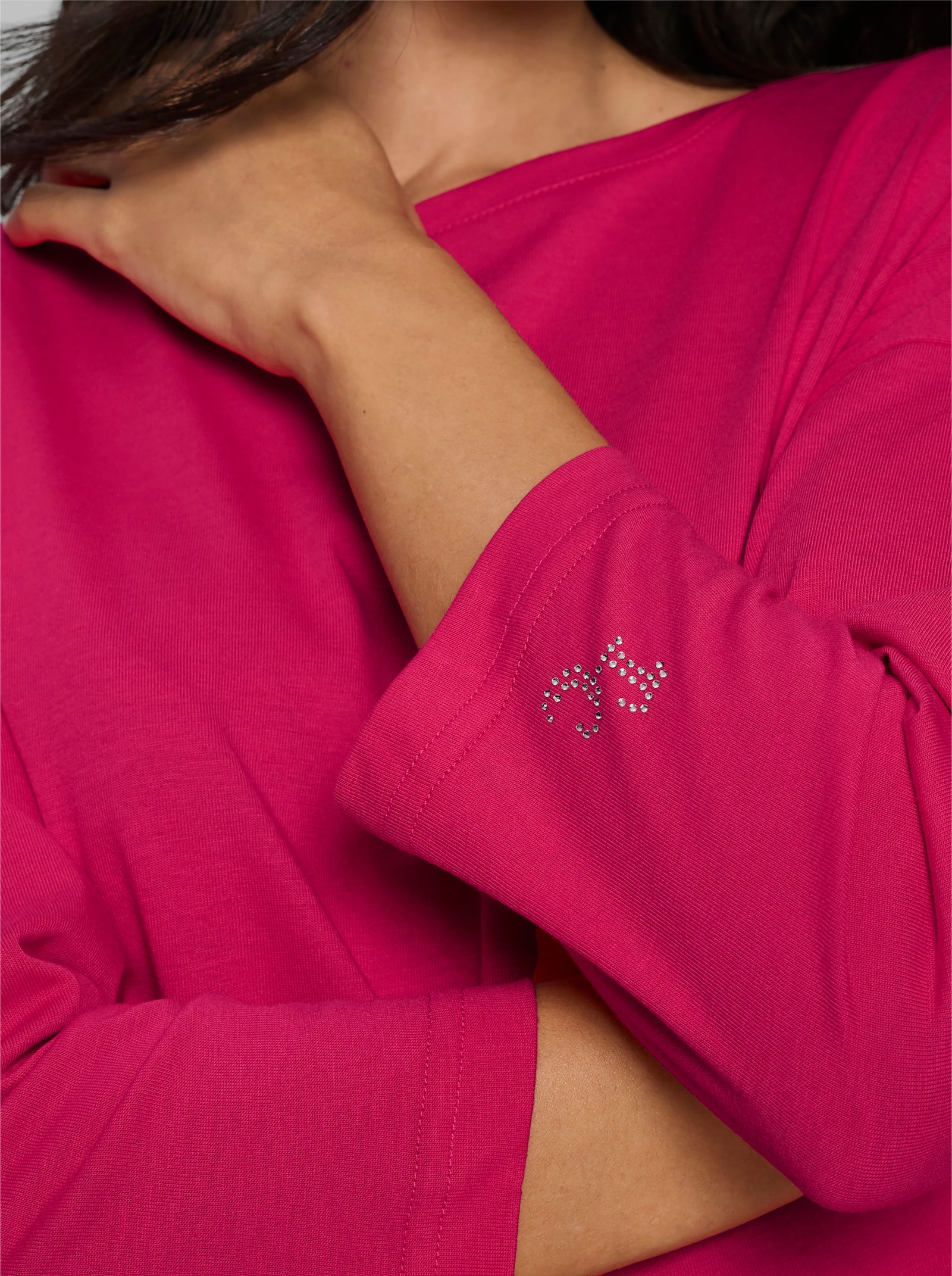 heine 3/4-Arm-Shirt mit Glitzersteinchen - pink