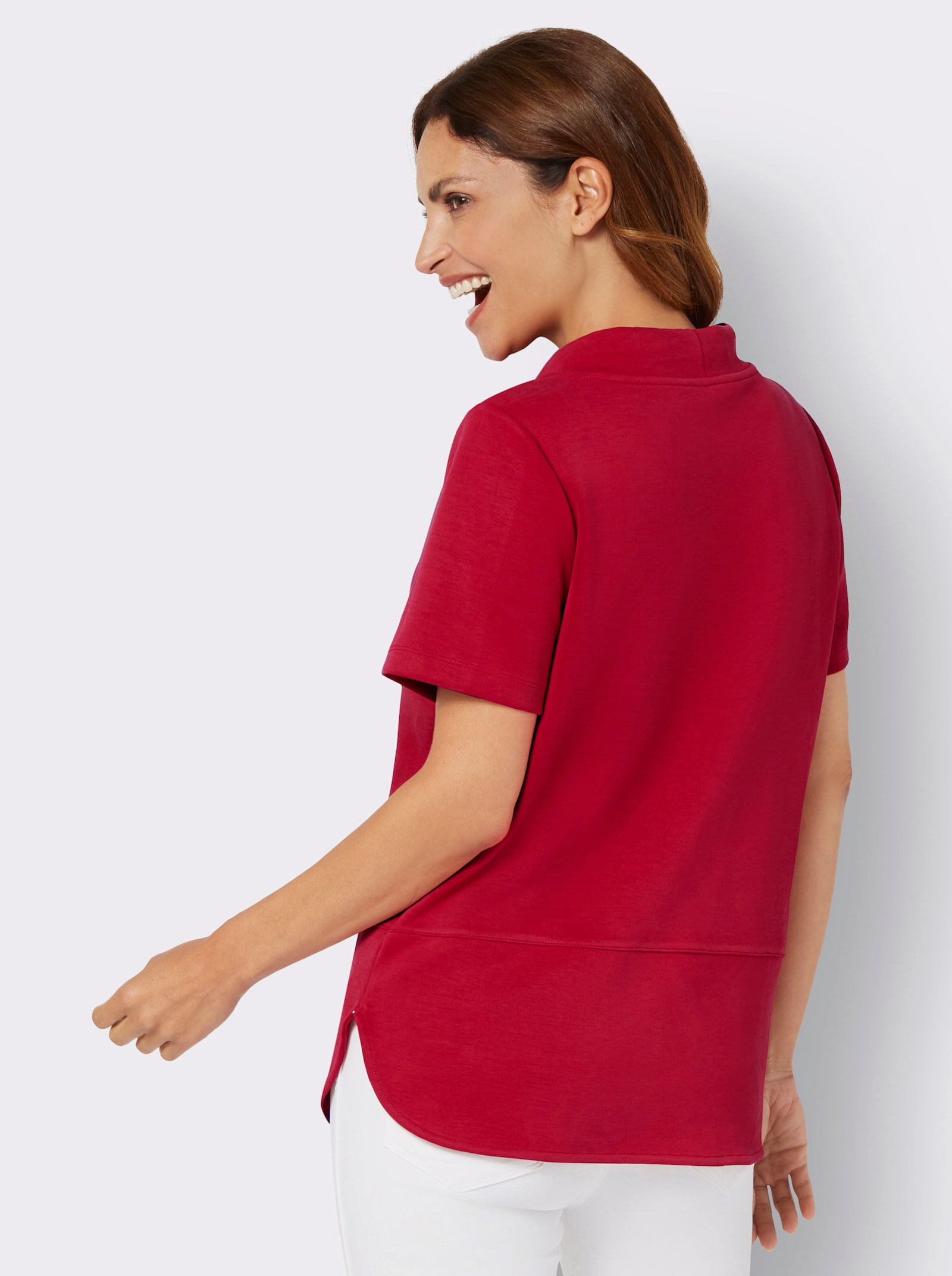 Sweatshirt mit Seitenschlitzen - rot