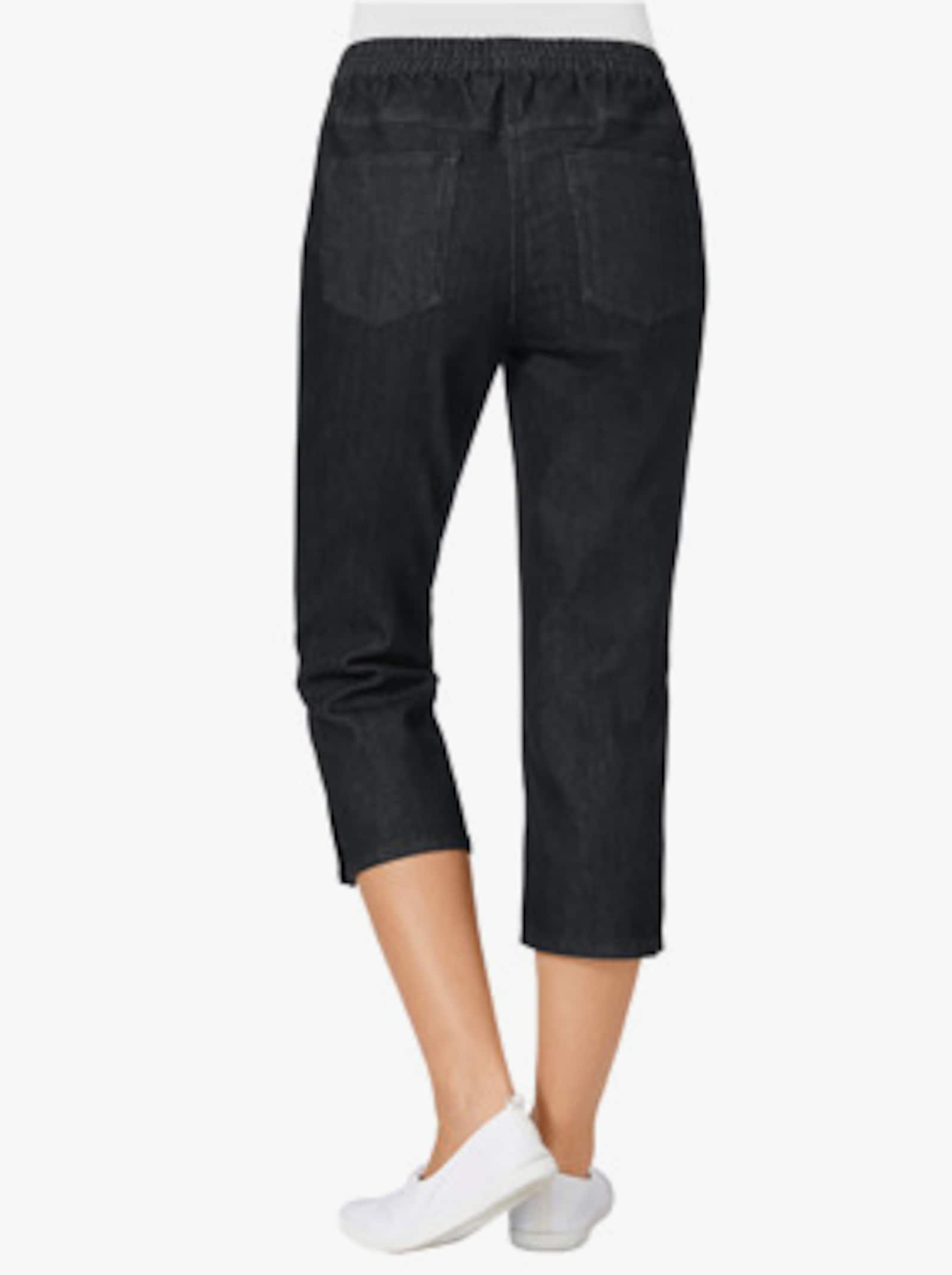 Caprijeans mit Nieten-Verzierung - black-denim
