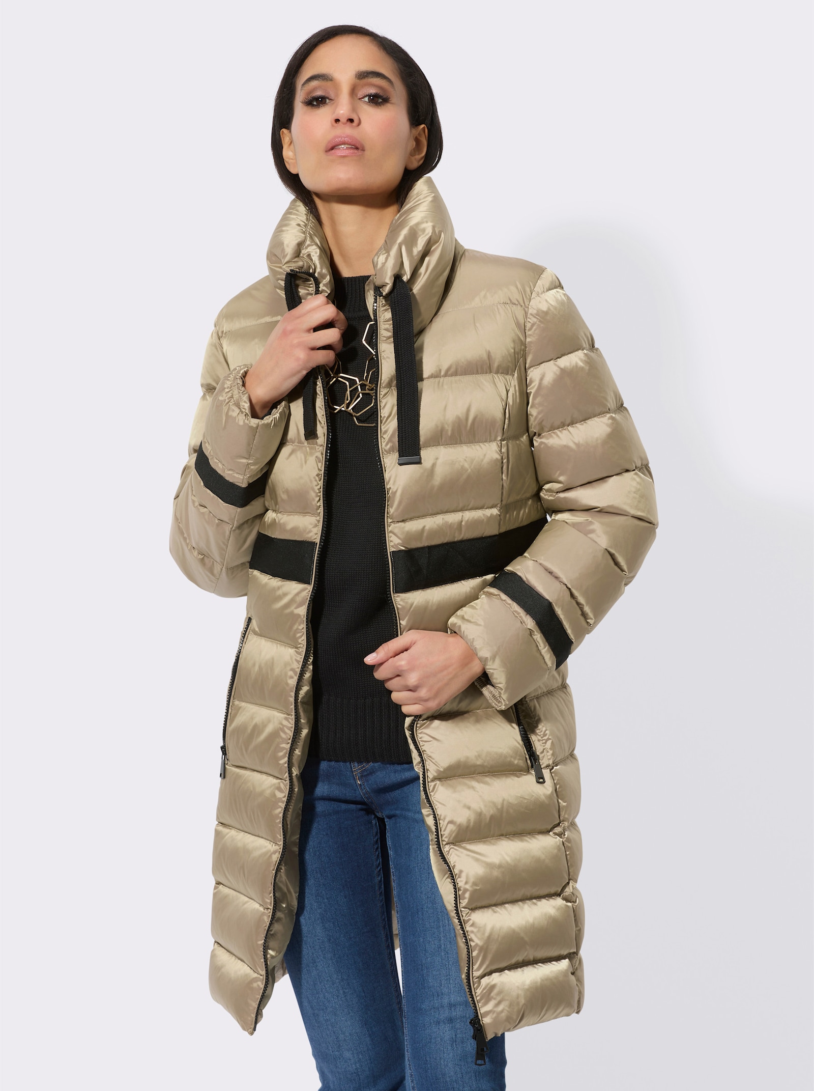 Daunenmantel mit hochwertiger Wattierung - beige