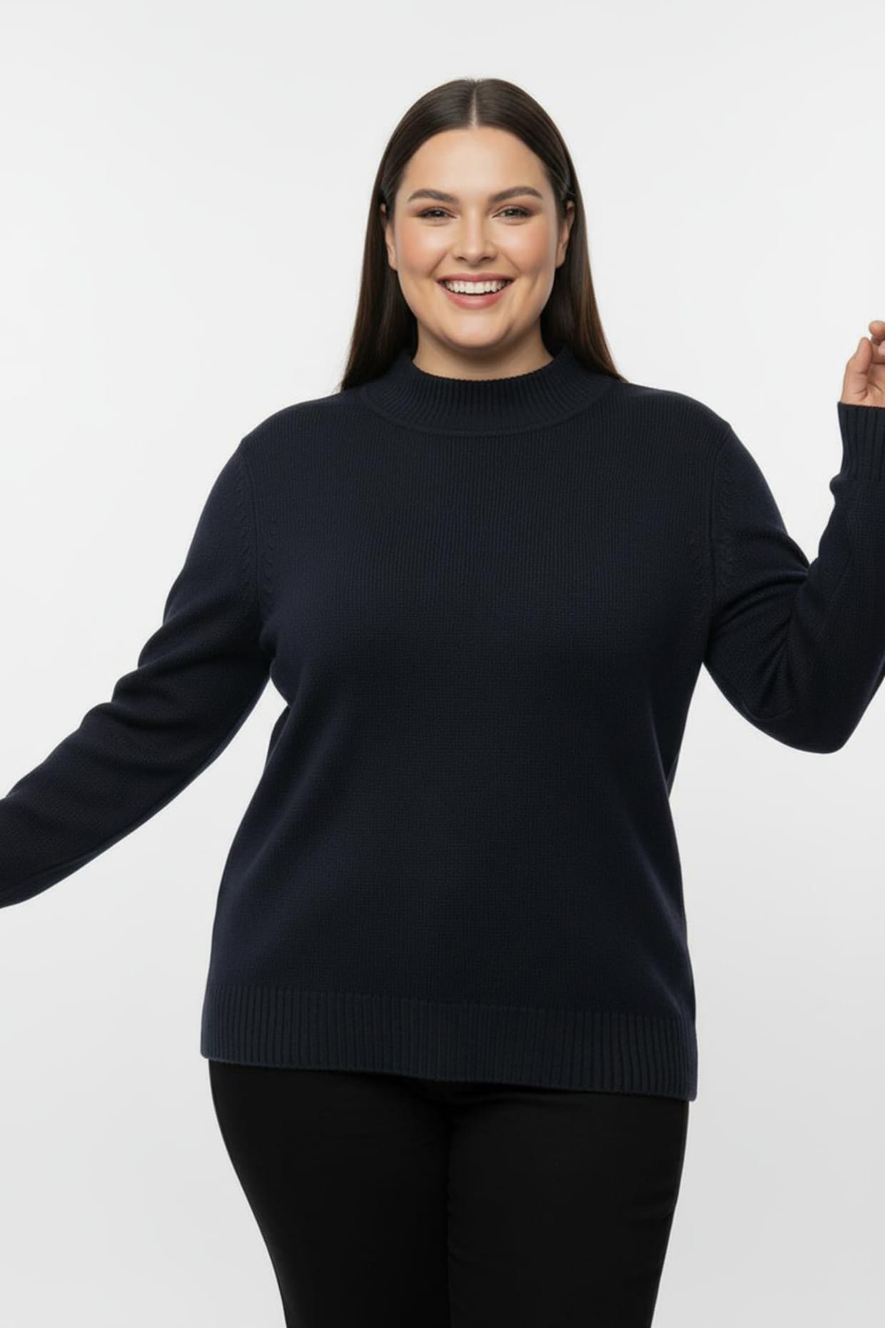 Stehkragenpullover mit Baumwolle - marine