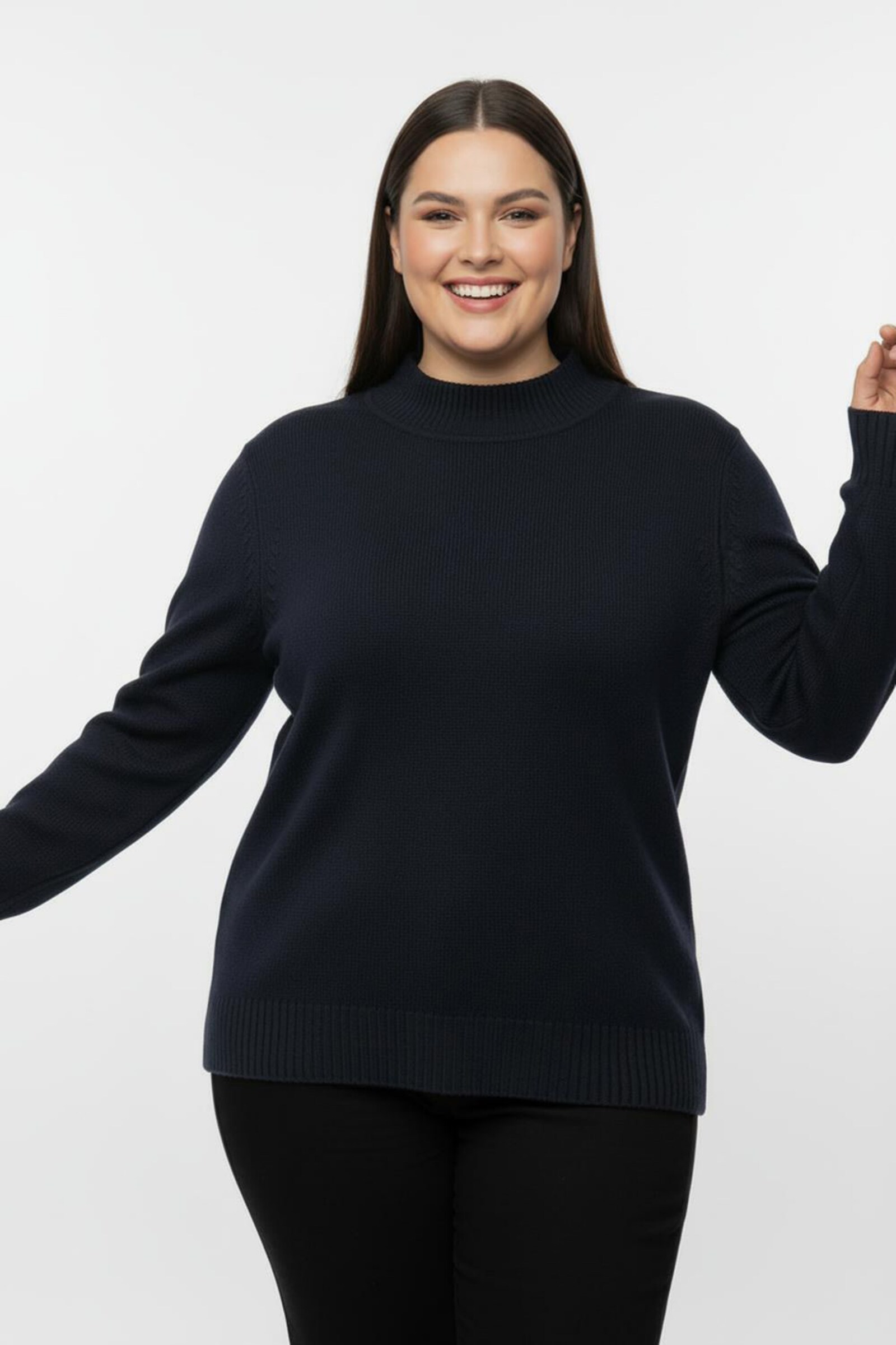 Stehkragenpullover mit Baumwolle - marine