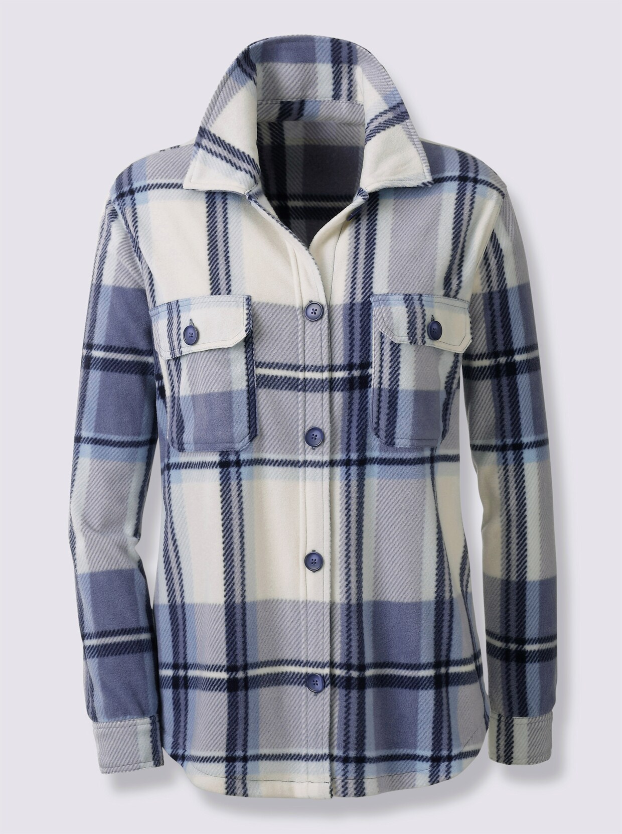 Veste polaire - champagne-bleu tourterelle à carreaux