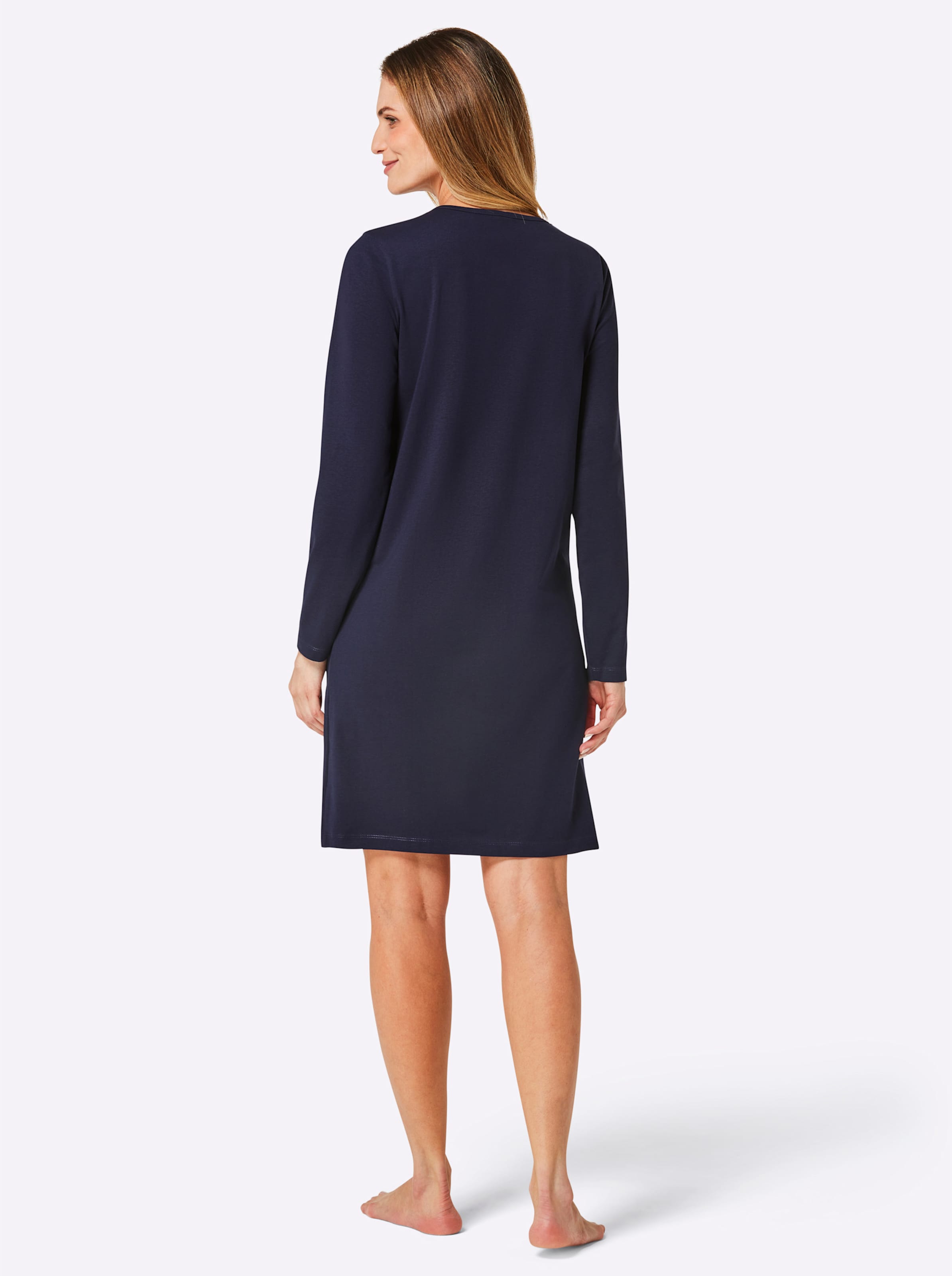 Wäschepur Damen Blau/Dunkelblau Sleepshirt "Sleepshirts", Gr. 44/46, Normalgrößen, (Aqua, Marine), 100% Baumwolle, Bedruckt, Gemustert, Mehrfarbig, Unifarben... - Bild 3